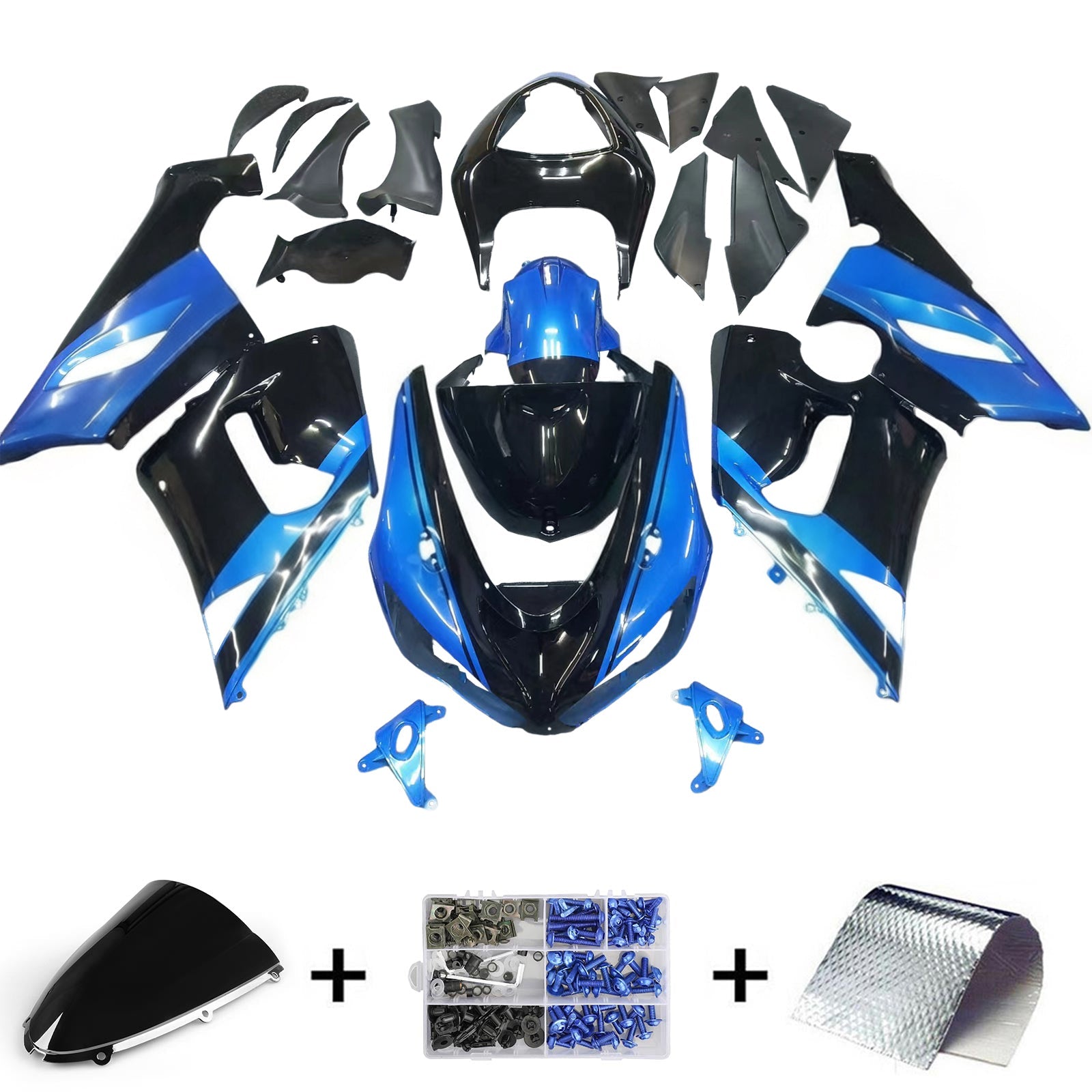 Amotopart Kawasaki ZX6R 636 2005-2006 Kit carena carrozzeria in plastica ABS