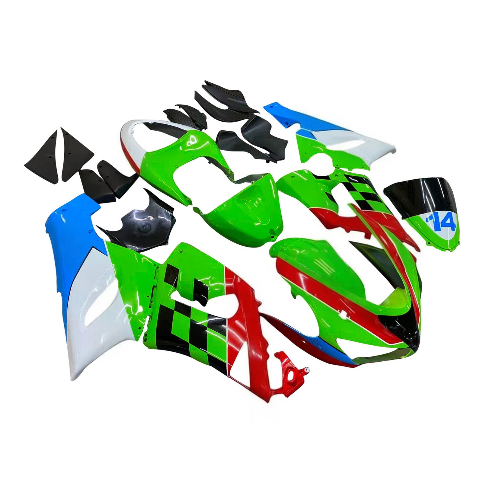 Amotopart Kawasaki ZX6R 636 2005-2006 Kit carena carrozzeria in plastica ABS