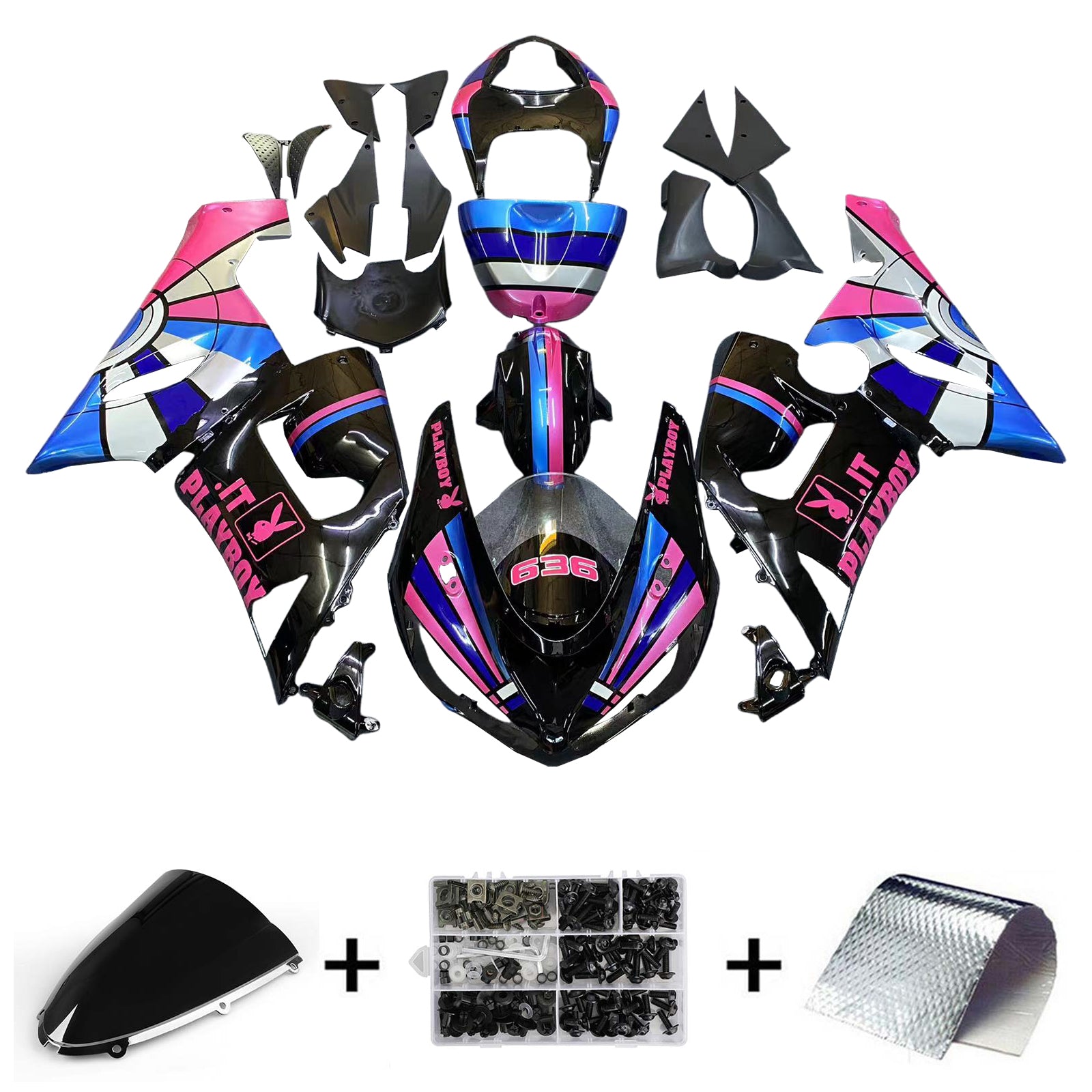 Amotopart Kit Carena per Kawasaki ZX6R 636 2005-2006 Generico