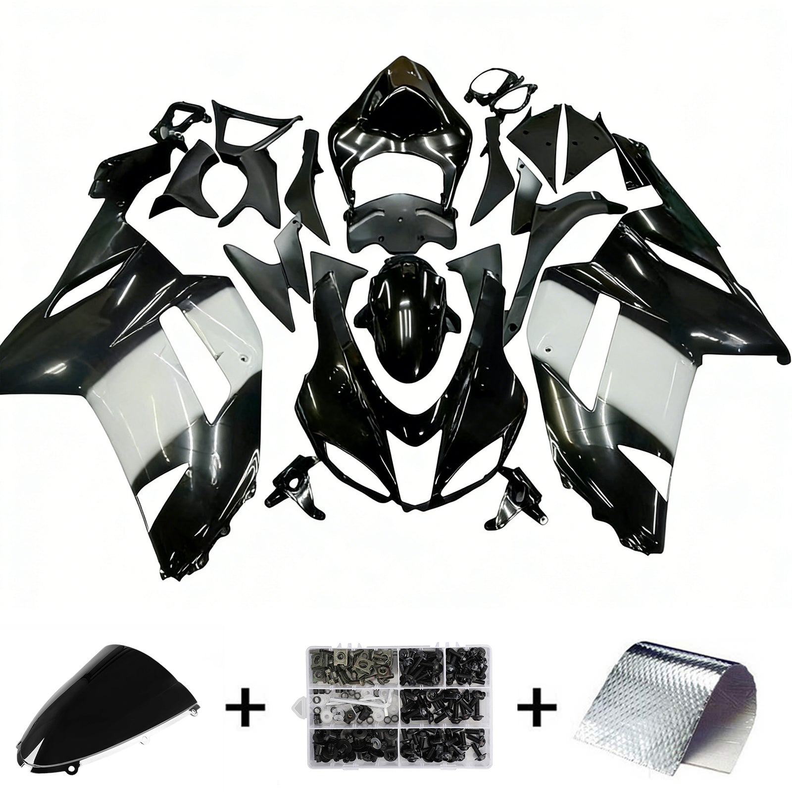 Carénages Amotopart 2007-2008 Kawasaki ZX6R ZX636 Noir Blanc West Ninja Generic