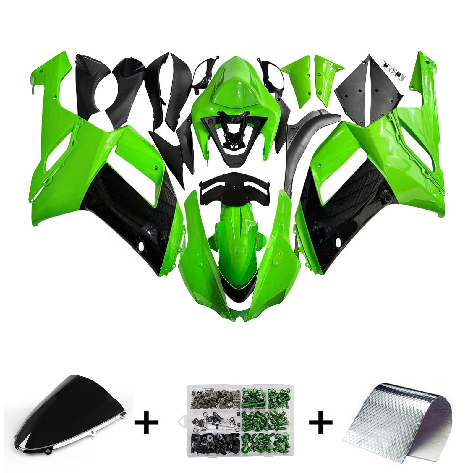 2007-2008 Kawasaki ZX6R 636 Korin ruiskutussuojasarja Abs Muovi asennettu