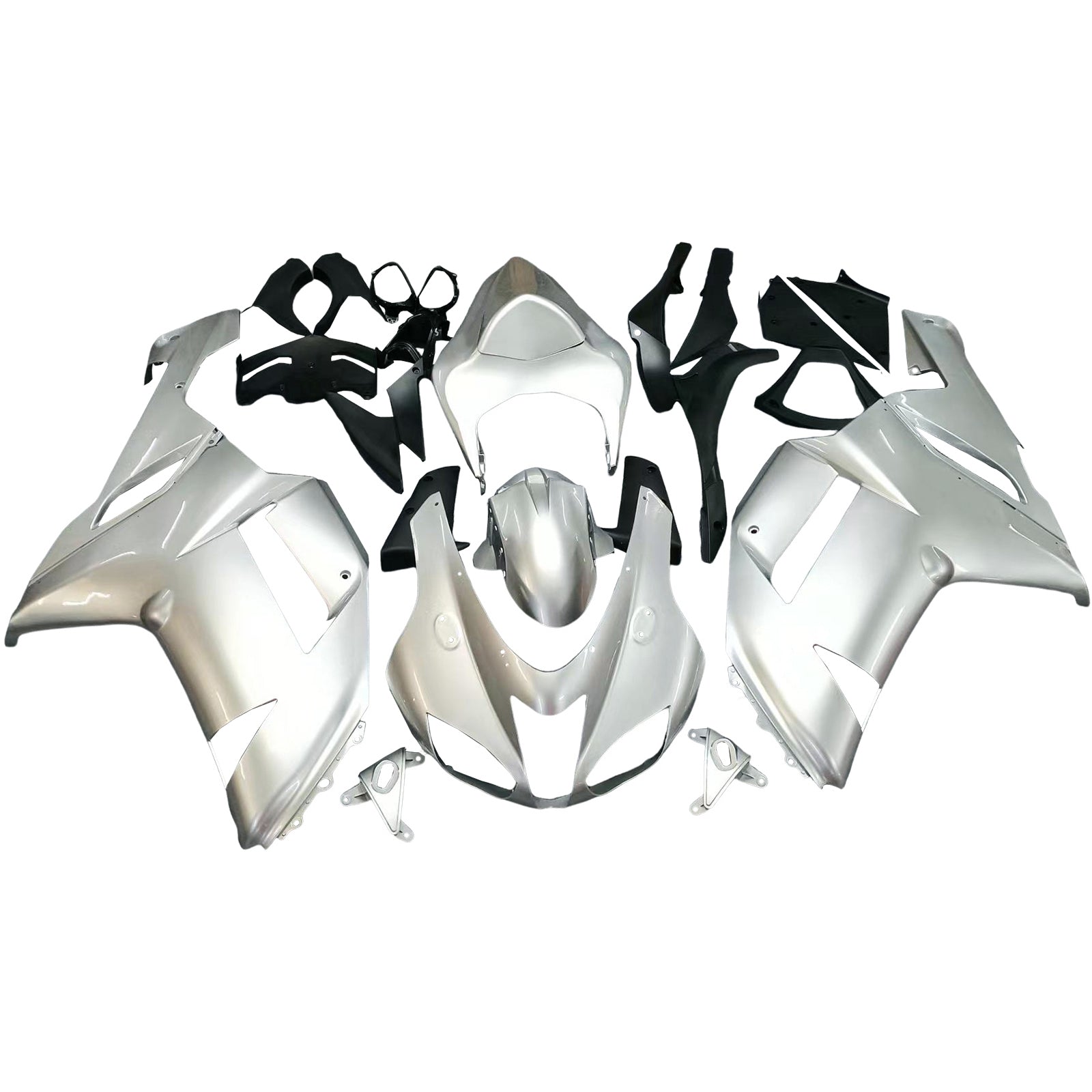 Carénages Amotopart 2007-2008 Kawasaki ZX6R ZX636 Silver Ninja Generic