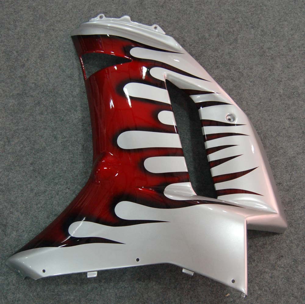 Carénages Amotopart 2007-2008 Kawasaki ZX6R ZX636 Silver &amp; Red Flame ZX6R Generic