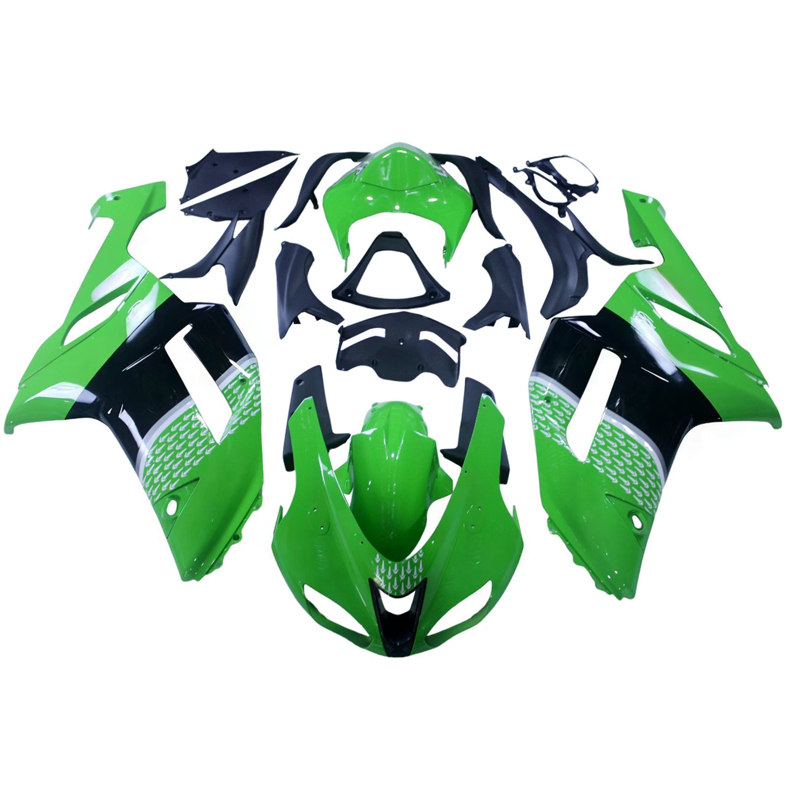 Carénages Amotopart 2007-2008 Kawasaki ZX6R ZX636 Vert Noir ZX6R Generic