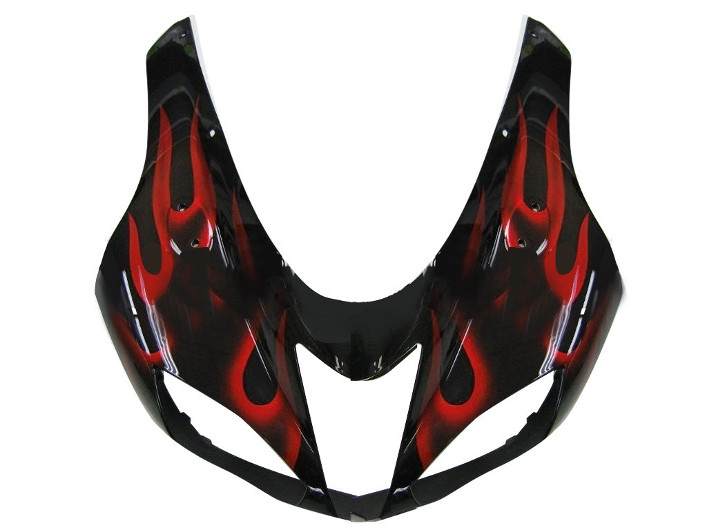 Amotopart stroomlijnkappen 2007-2008 Kawasaki ZX6R ZX636 zwart en rood gevlamd Ninja ZX6R generiek
