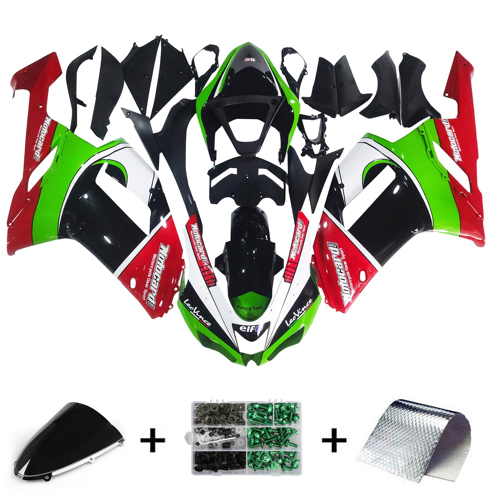 Amotopart Kawasaki ZX6R 636 2007-2008 Kit Carrosserie Plastic ABS