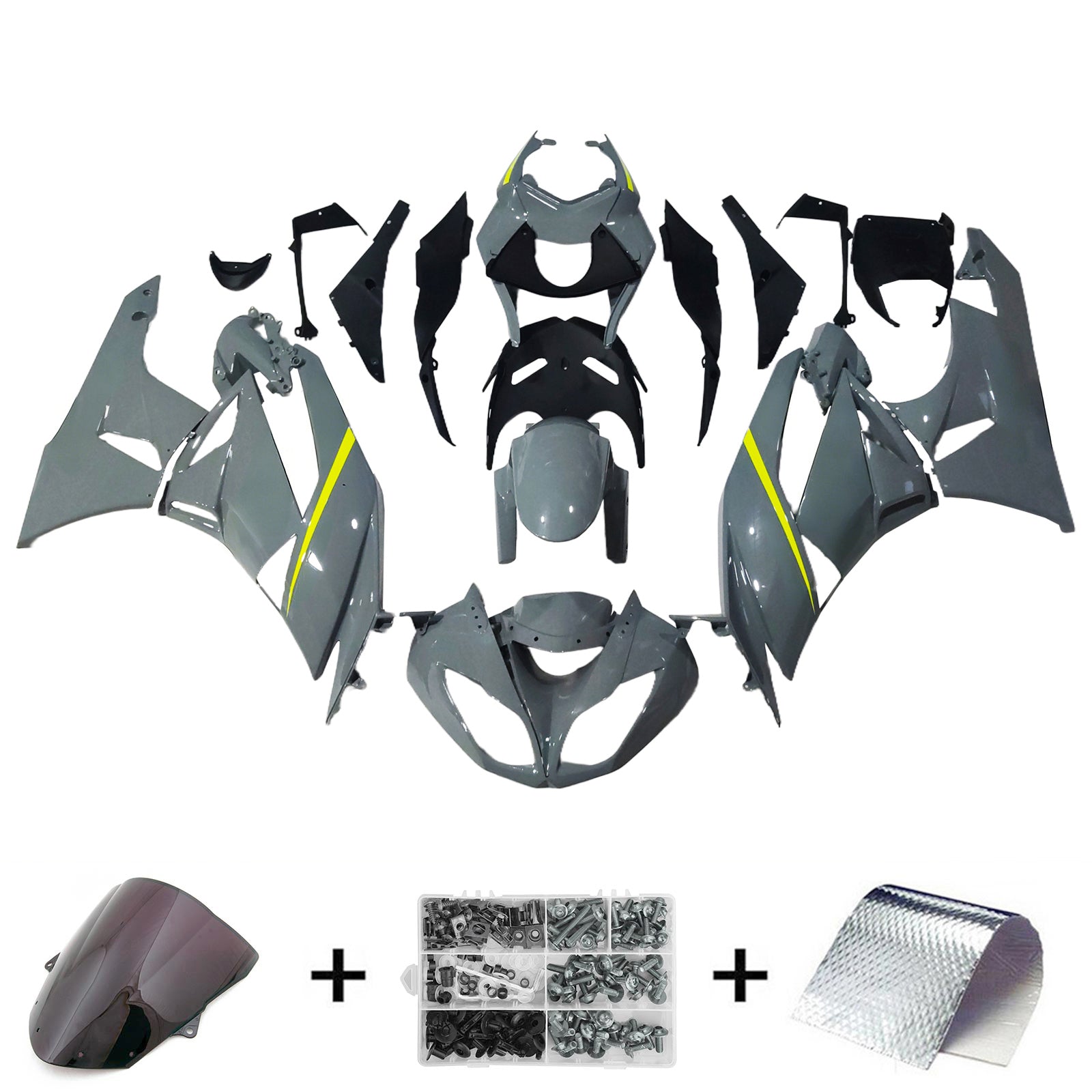 Amotopart Kawasaki ZX6R 636 2009-2012 Kit Carénage Carrosserie Plastique ABS