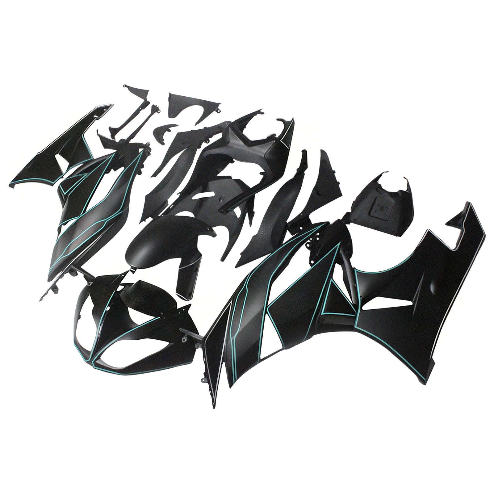 Amotopart Kawasaki ZX6R 636 2009-2012 Kit Carénage Carrosserie Plastique ABS