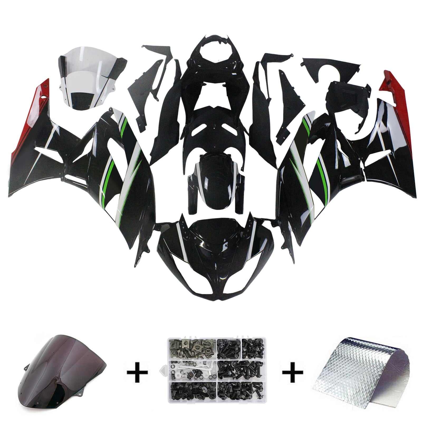 Amotopart Kawasaki ZX6R 636 2009-2012 Zestaw Carroserie Plastic ABS