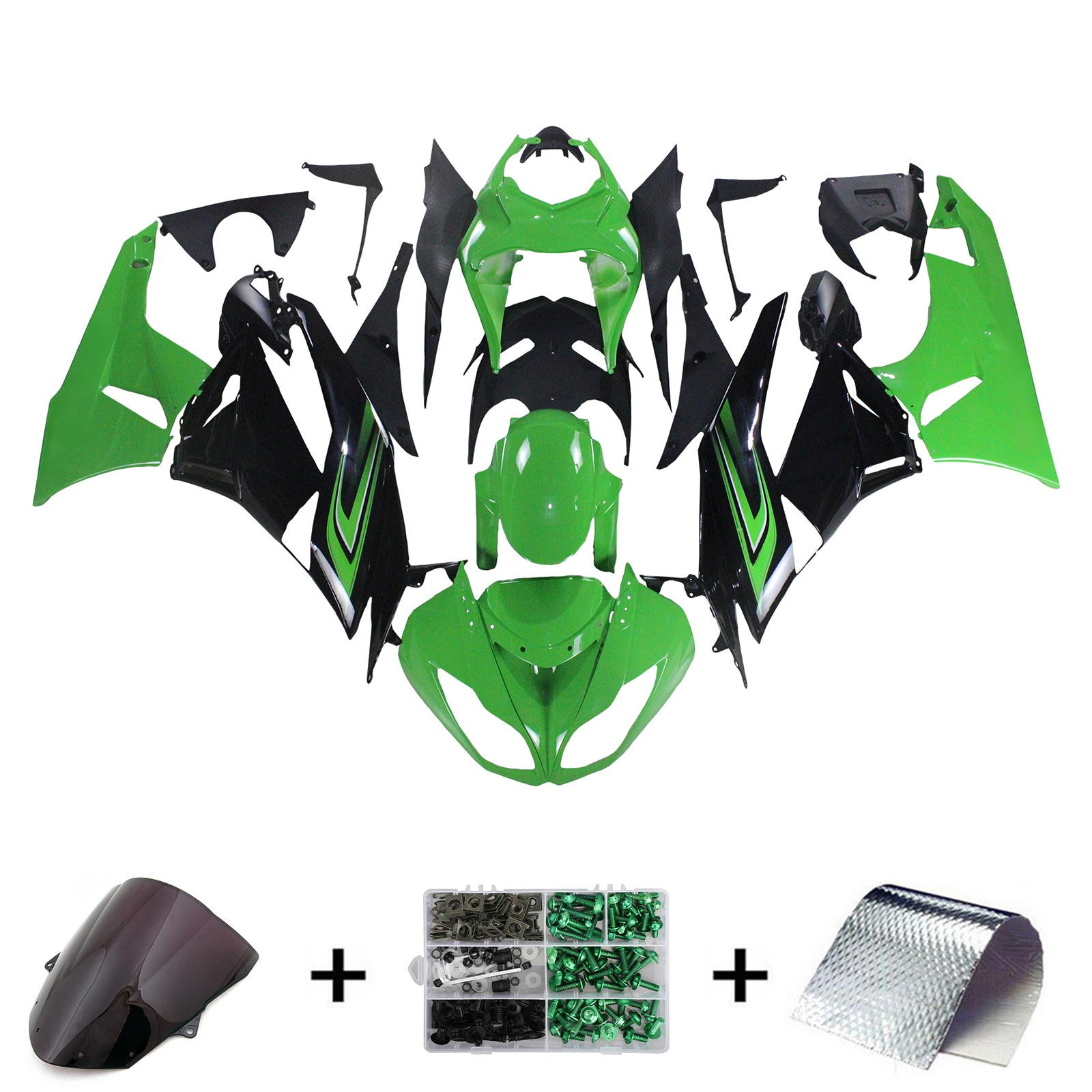 Amotopart Kawasaki ZX6R 636 2009-2012 Kit Carénage Carrosserie Plastique ABS
