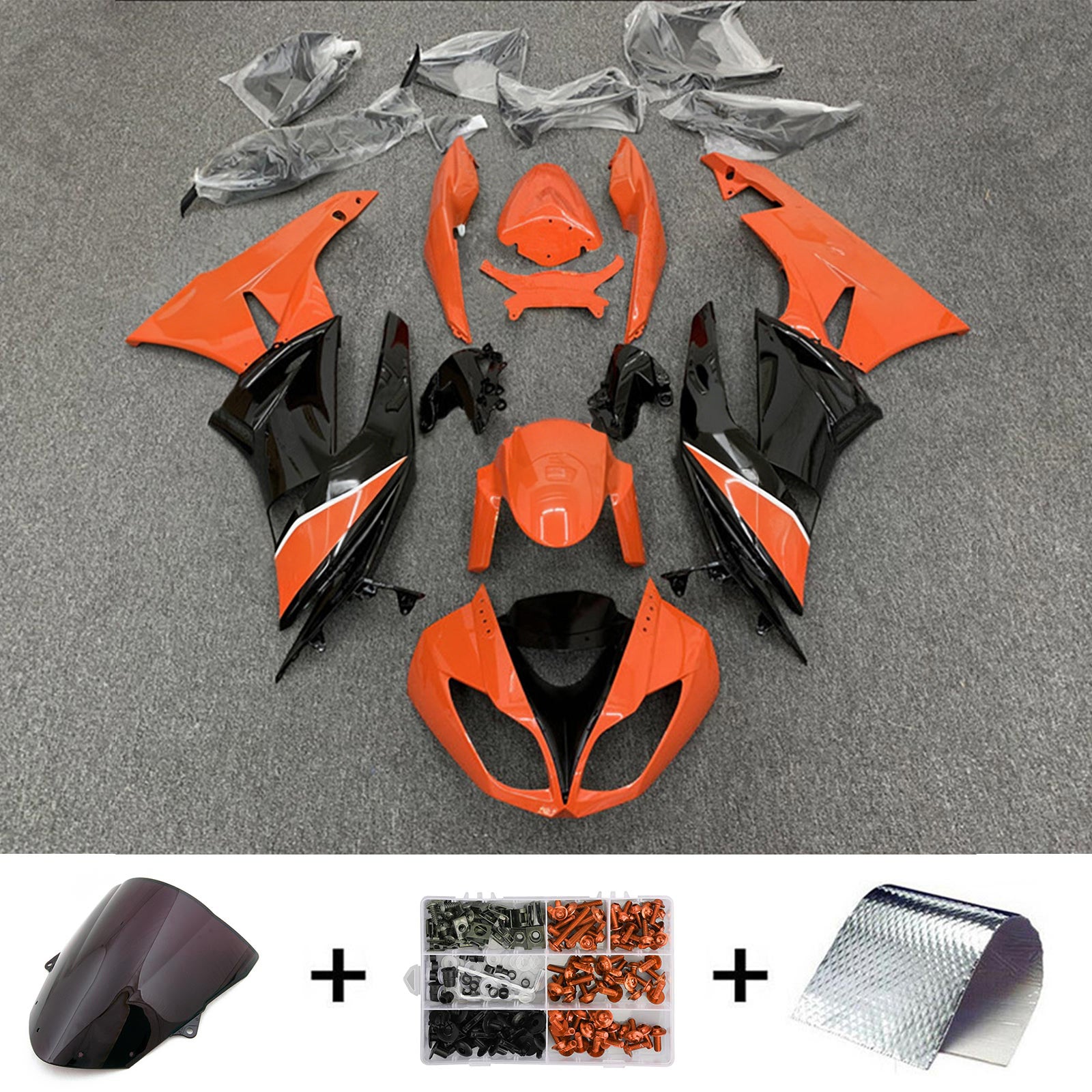 Amotopart Kawasaki ZX6R 636 2009-2012 Kit carena carrozzeria in plastica ABS