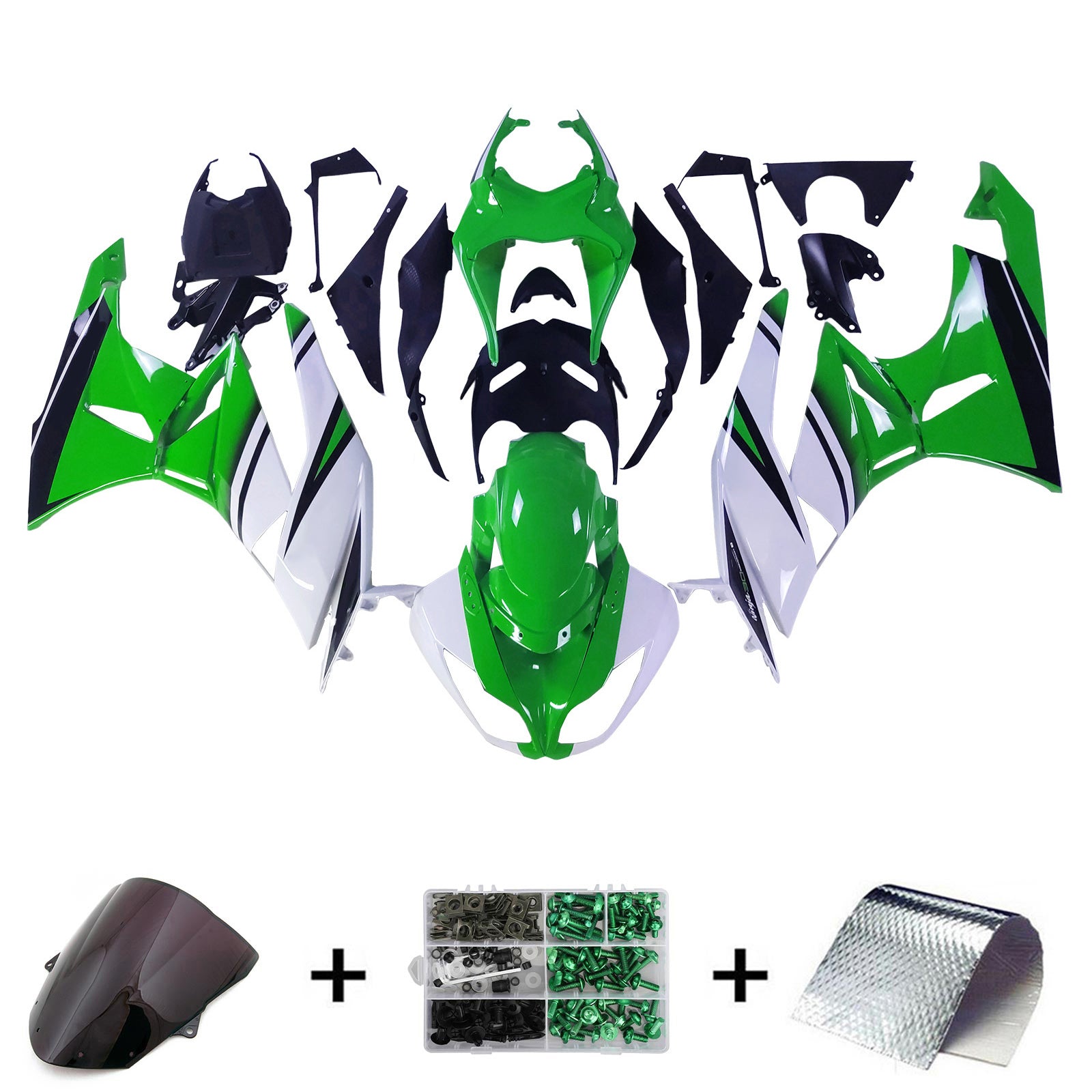 Amotopart Kawasaki ZX6R 636 2009-2012 Kit Carénage Carrosserie Plastique ABS