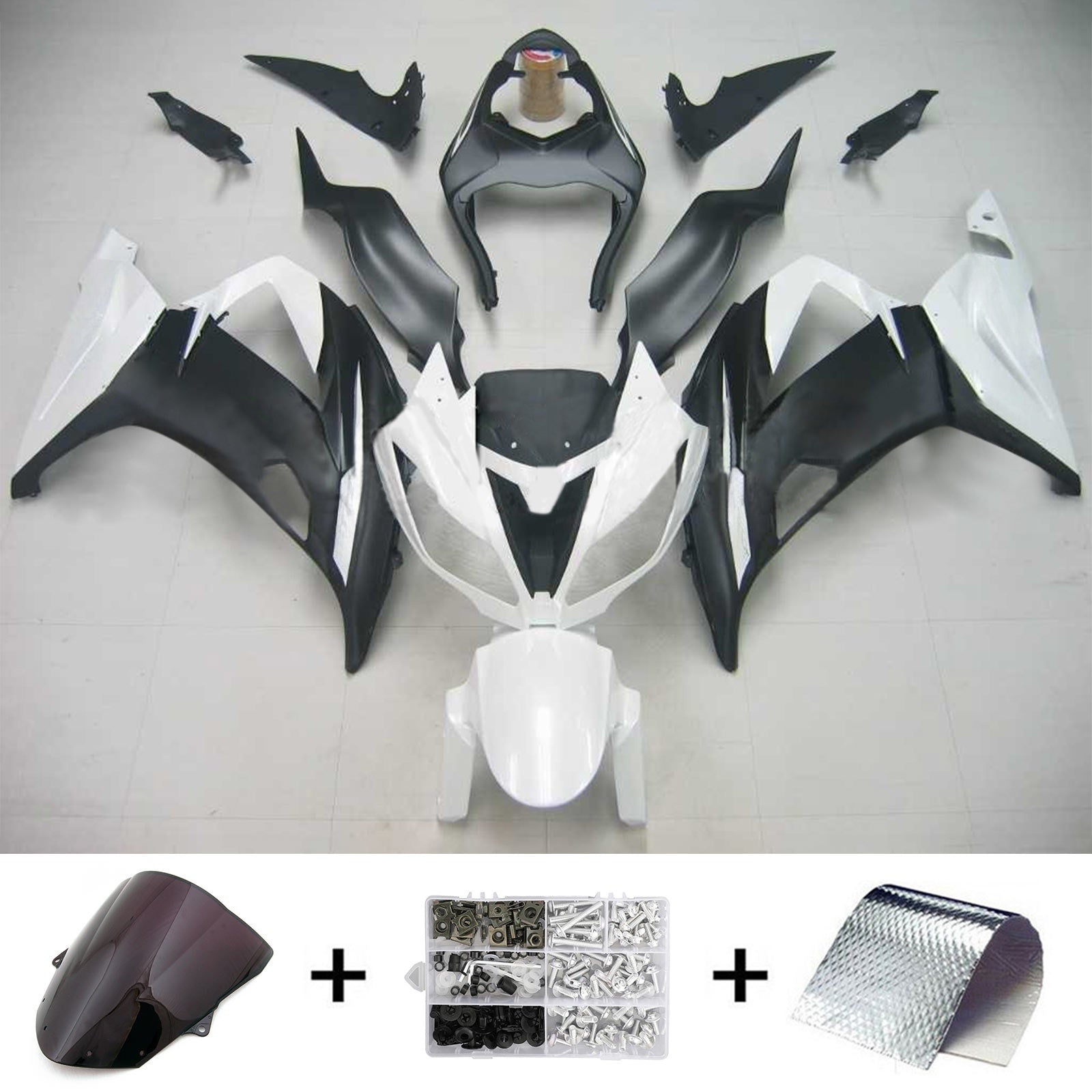 Amotopart Carénages 2013-2018 Plastiques Kawasaki ZX6R 636 Blanc Ninja Generic