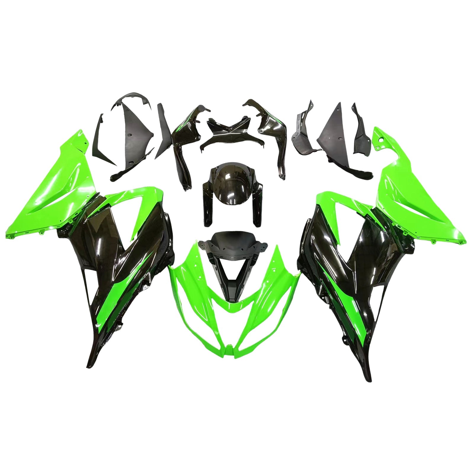 Amotopart Carénages 2013-2018 Plasts Kawasaki ZX6R 636 Zelena črna ninja generična
