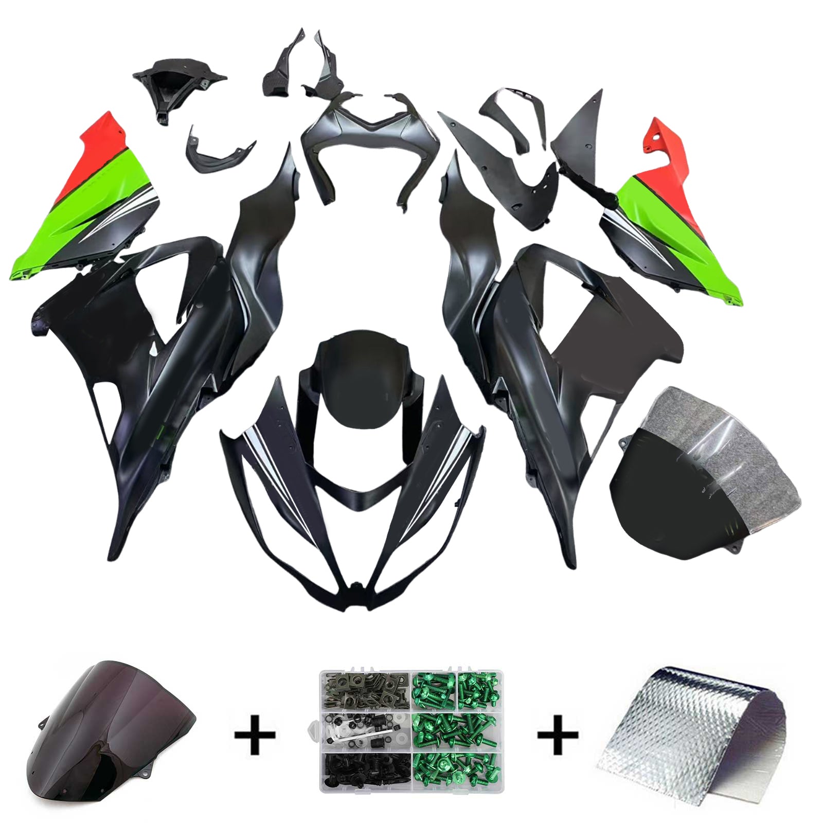 Amotopart Kawasaki ZX6R 636 2013-2018 Kit Carénage Carrosserie Plastique ABS
