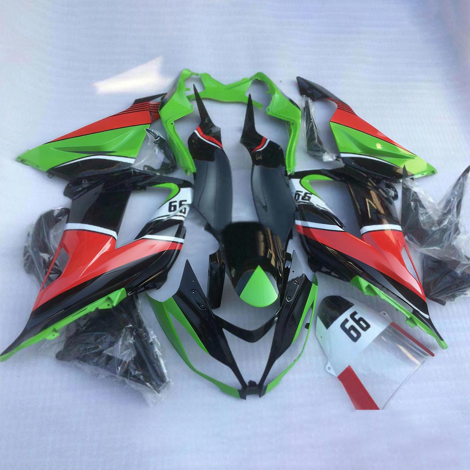 Amotopart Kawasaki ZX6R 636 2013-2018 Kit Carénage Carrosserie Plastique ABS