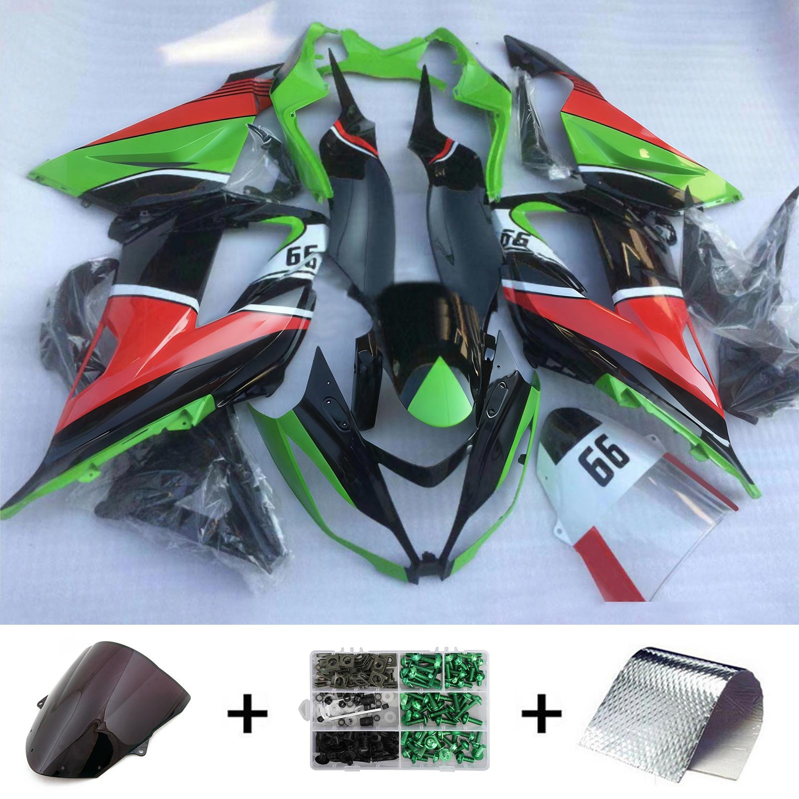 Amotopart Kawasaki ZX6R 636 2013-2018 Kit Carénage Carrosserie Plastique ABS