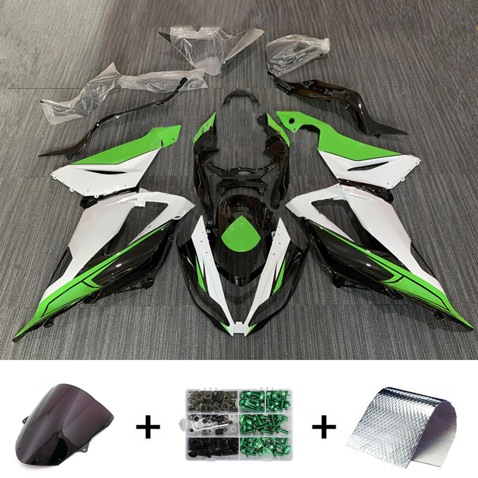 Amotopart Kawasaki ZX6R 636 2013-2018 Kit Carénage Carrosserie Plastique ABS