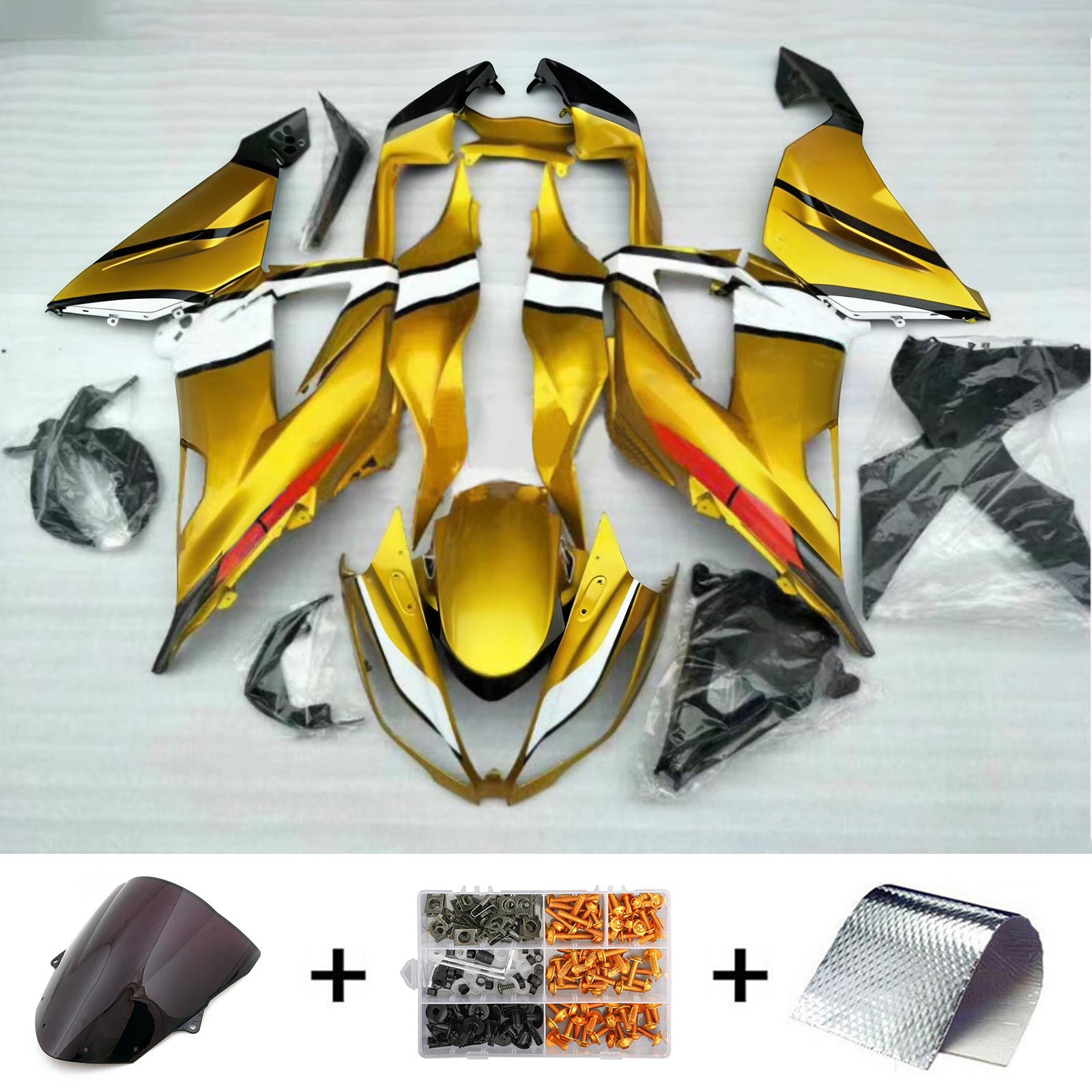 Amotopart Kawasaki ZX6R 636 2013-2018 Kit Carénage Carrosserie Plastique ABS