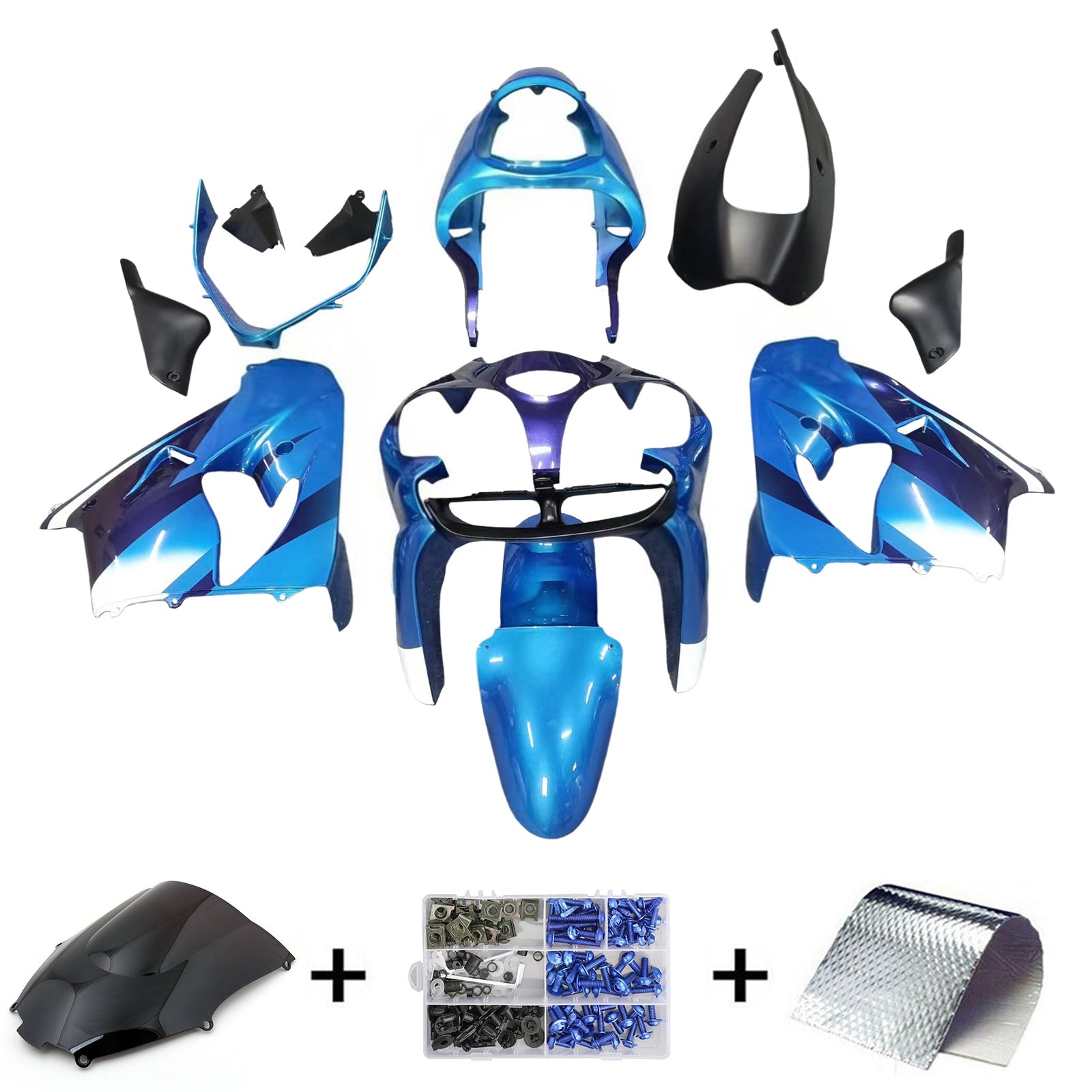Kit de carénage Amotopart pour Kawasaki ZX9R 2000-2001 Générique