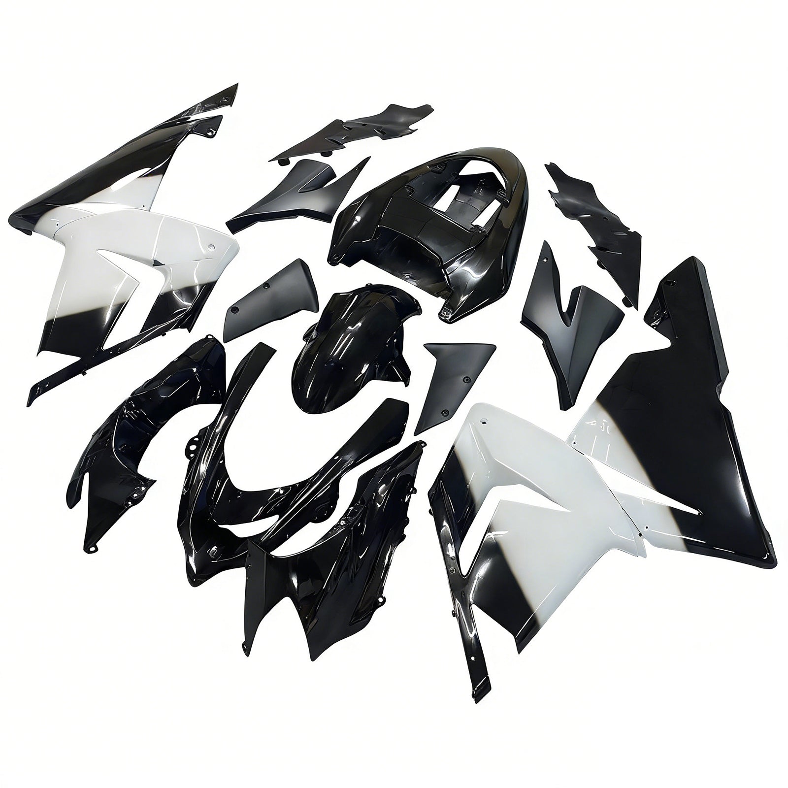 Carénages Amotopart 2004-2005 Kawasaki ZX 10R Noir Blanc West Ninja Generic