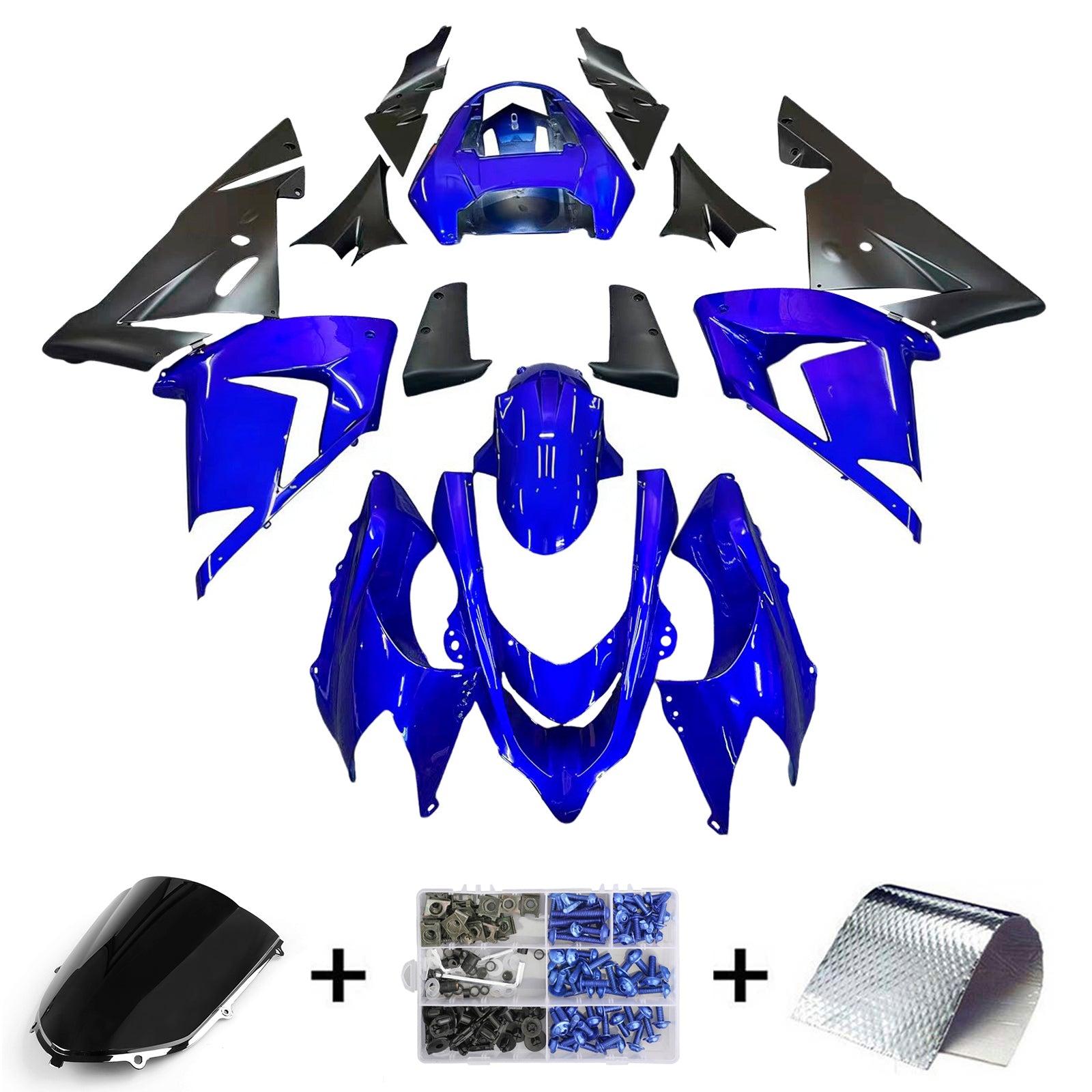 Carénages Amotopart 2004-2005 Kawasaki ZX 10R Bleu Noir Ninja Generic