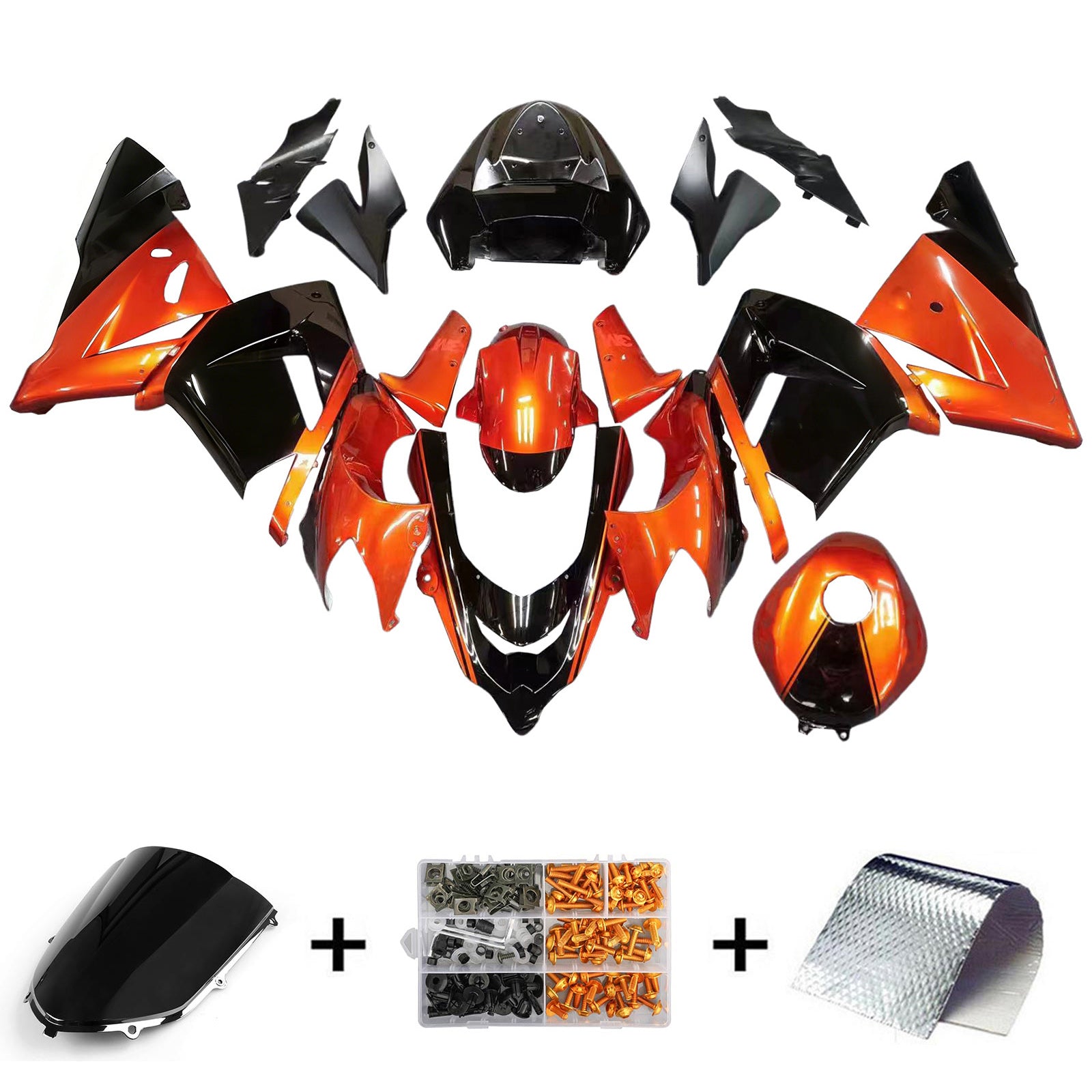 Amotopart Kawasaki ZX10R 2004-2005 Kit Carénage Carrosserie Plastique ABS