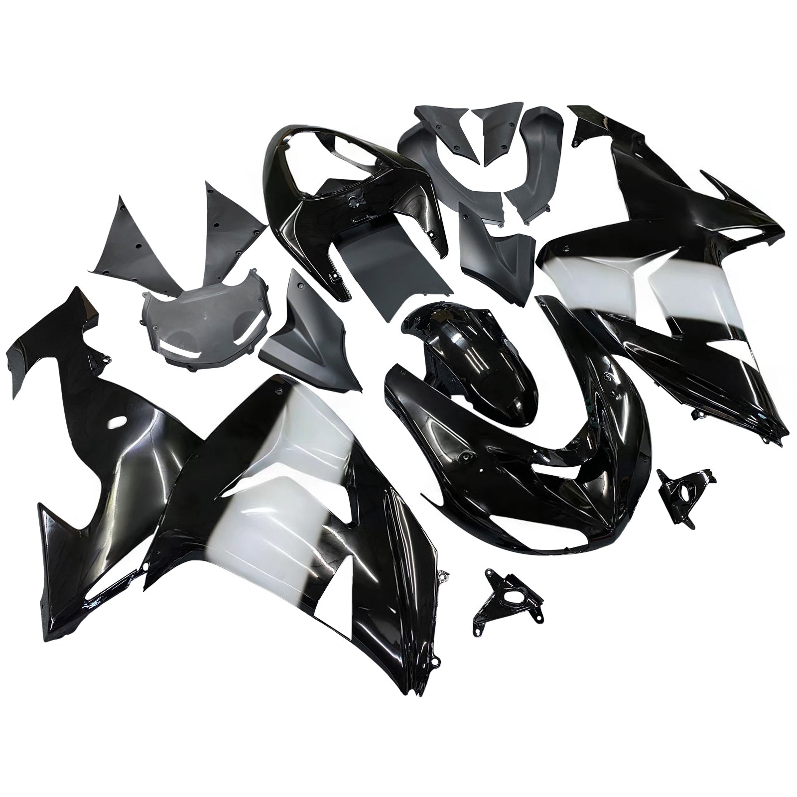 Amotopart pour Ninja ZX10R 2006-2007 Black West carrosserie carénage ABS moulé par Injection plastique ensemble 1 # générique