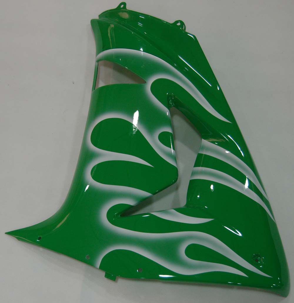 Carénages Amotopart 2006-2007 Kawasaki ZX 10R Green &amp; White Flame Ninja Generic