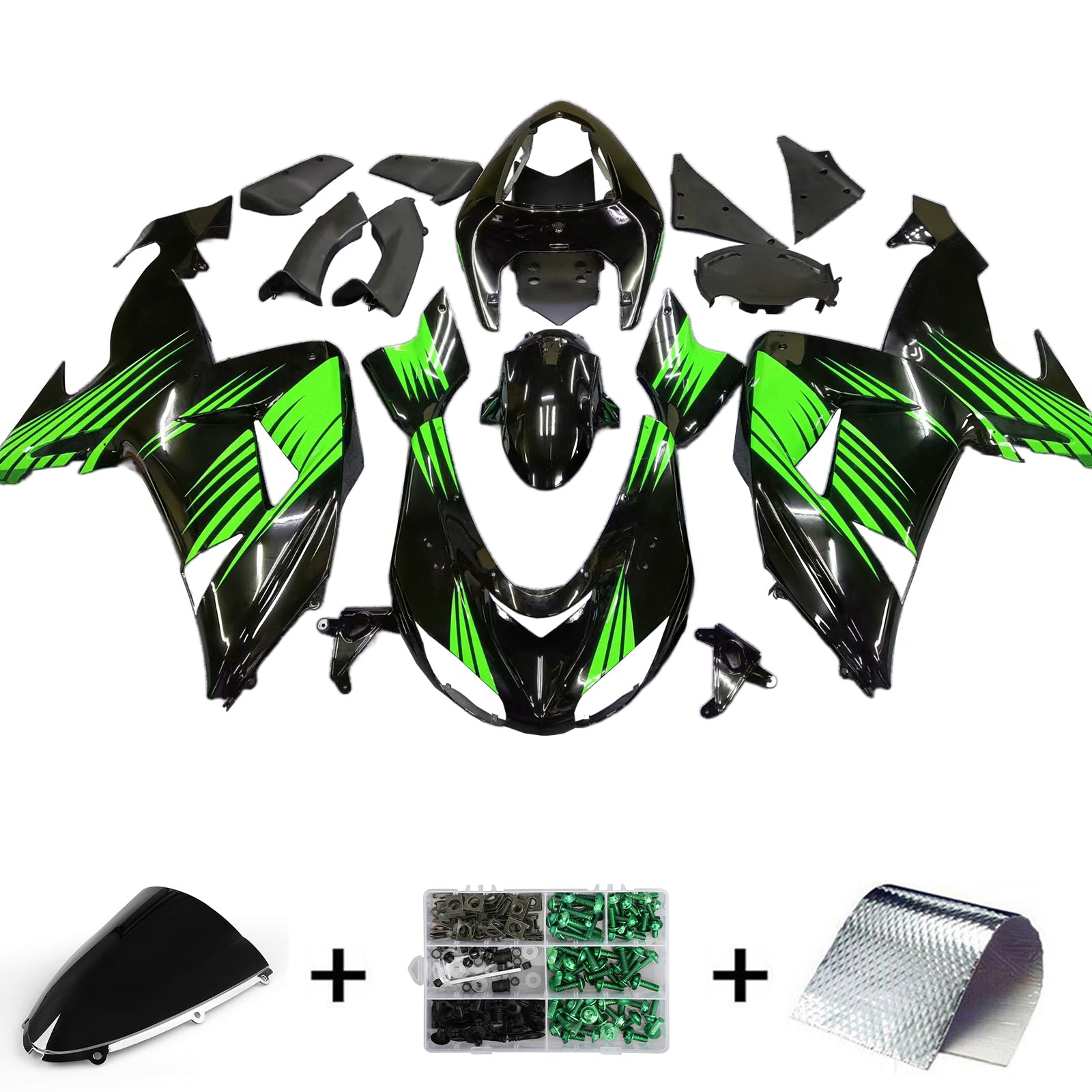 Amotopart Kawasaki ZX10R 2006-2007 Kit Carénage Carrosserie Plastique ABS