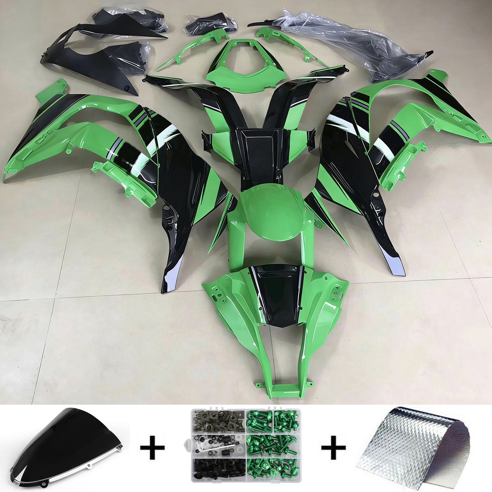 Amotopart Kawasaki ZX10R 2006-2007 Kit Carénage Carrosserie Plastique ABS