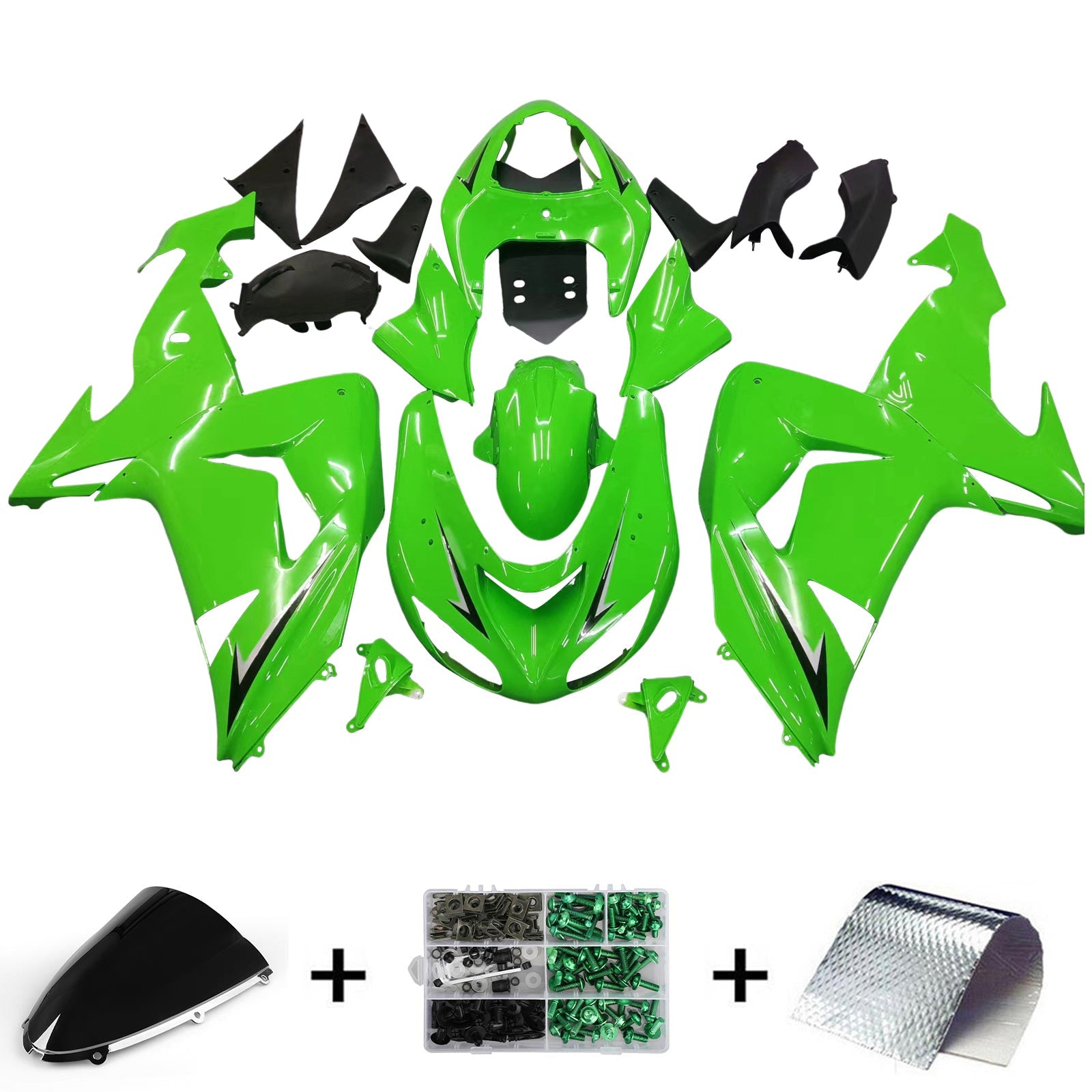 Amotopart Kawasaki ZX10R 2006-2007 Kit Carénage Carrosserie Plastique ABS