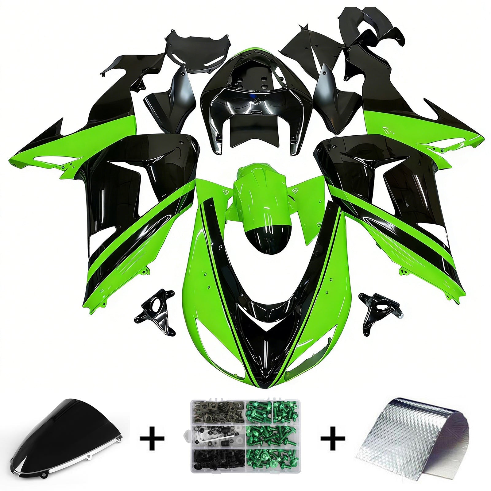 Amotopart Kawasaki ZX10R 2006-2007 Kit Carénage Carrosserie Plastique ABS