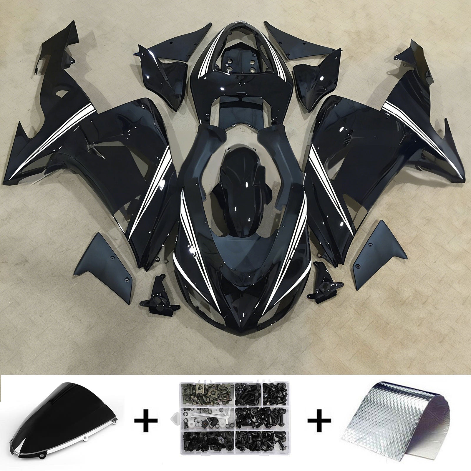 Amotopart Kawasaki ZX10R 2006-2007 Kit Carénage Carrosserie Plastique ABS