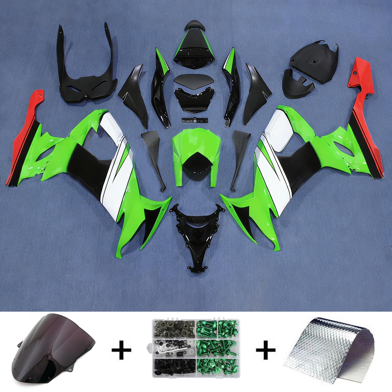 Amotopart Kawasaki ZX10R 2008-2010 Kit Carénage Carrosserie Plastique ABS
