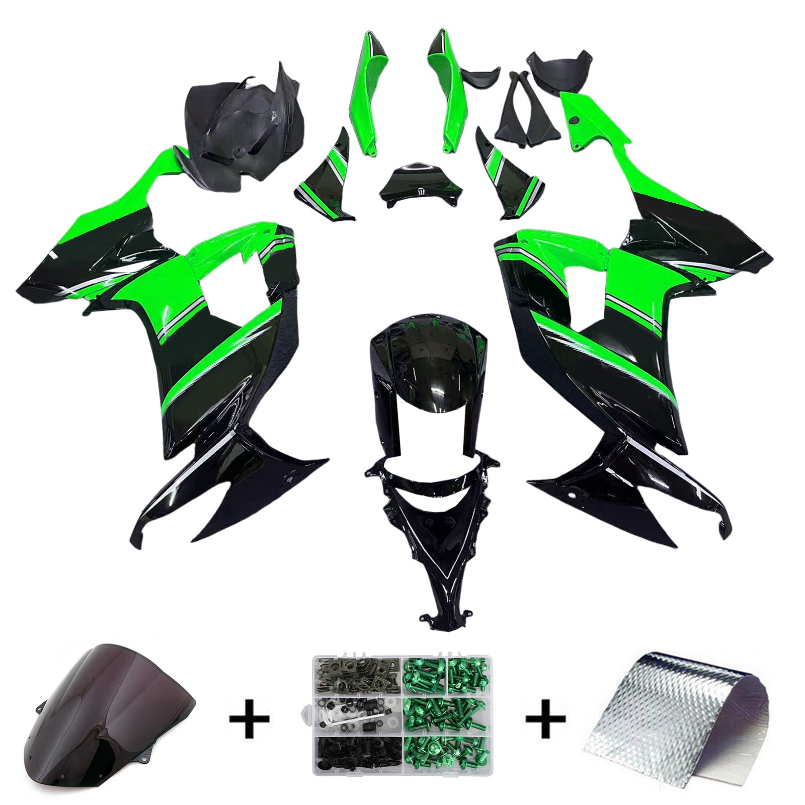 Amotopart Kawasaki ZX10R 2008-2010 Kit Carénage Carrosserie Plastique ABS