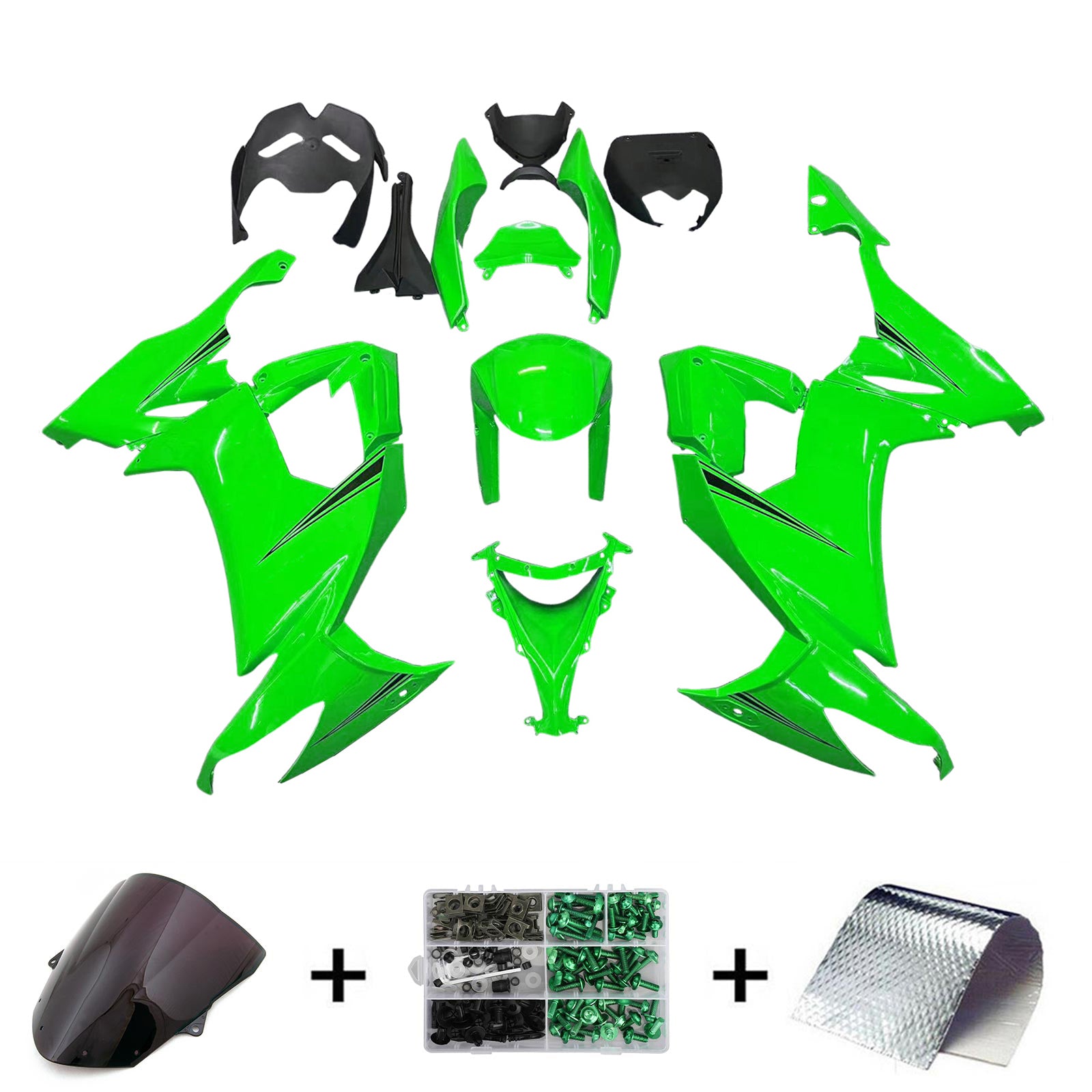 Amotopart Kawasaki ZX10R 2008-2010 Kit Carénage Carrosserie Plastique ABS