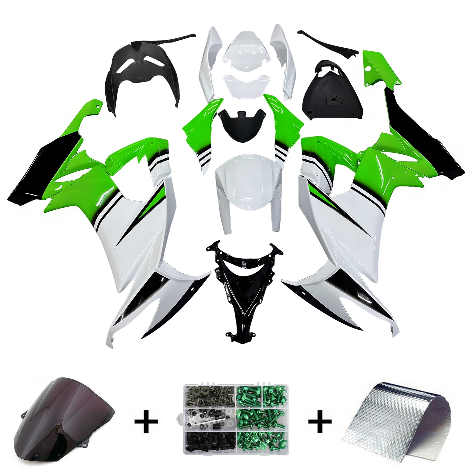 Amotopart Kawasaki ZX10R 2008-2010 Kit Carénage Carrosserie Plastique ABS