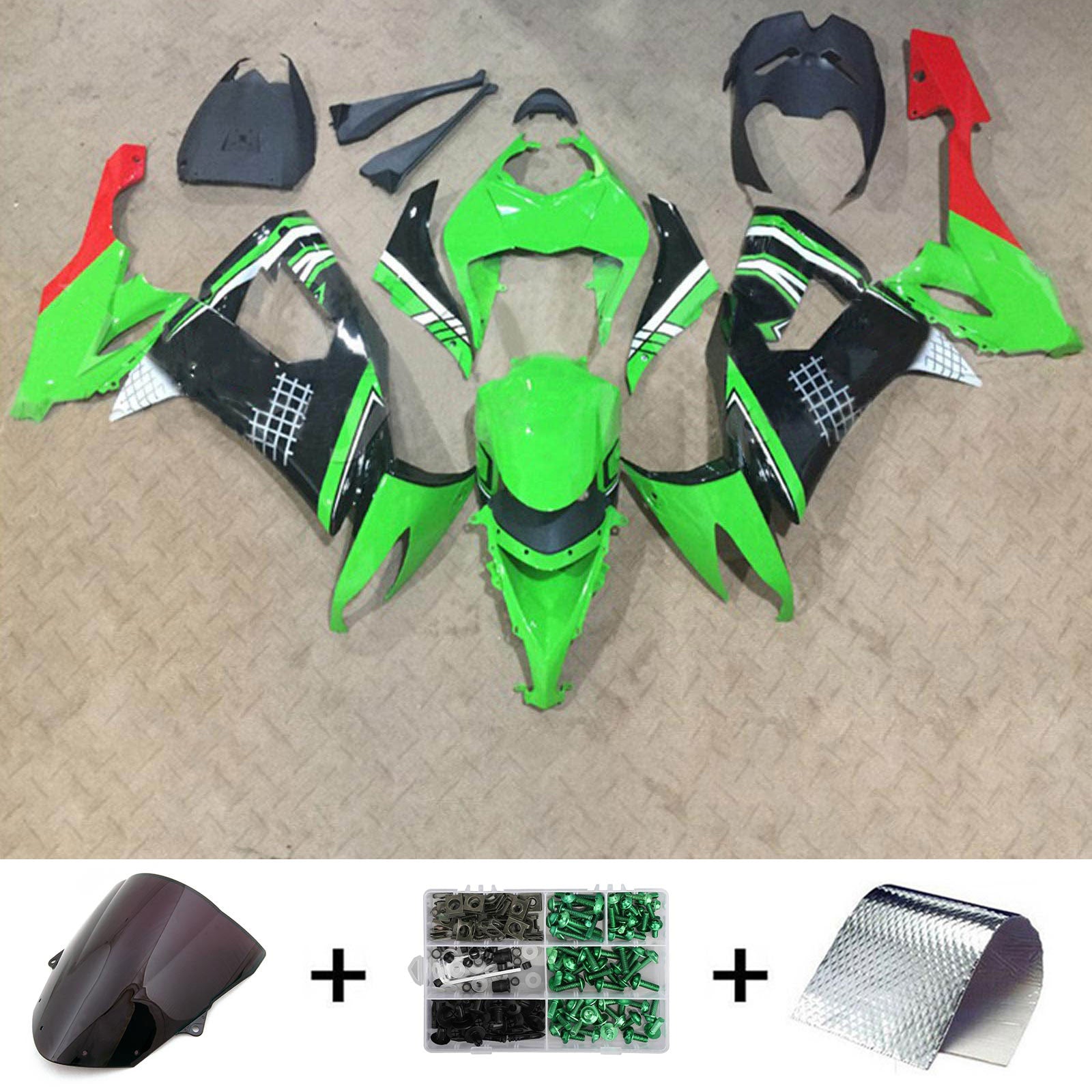 Amotopart Kawasaki ZX10R 2008-2010 Kit Carénage Carrosserie Plastique ABS