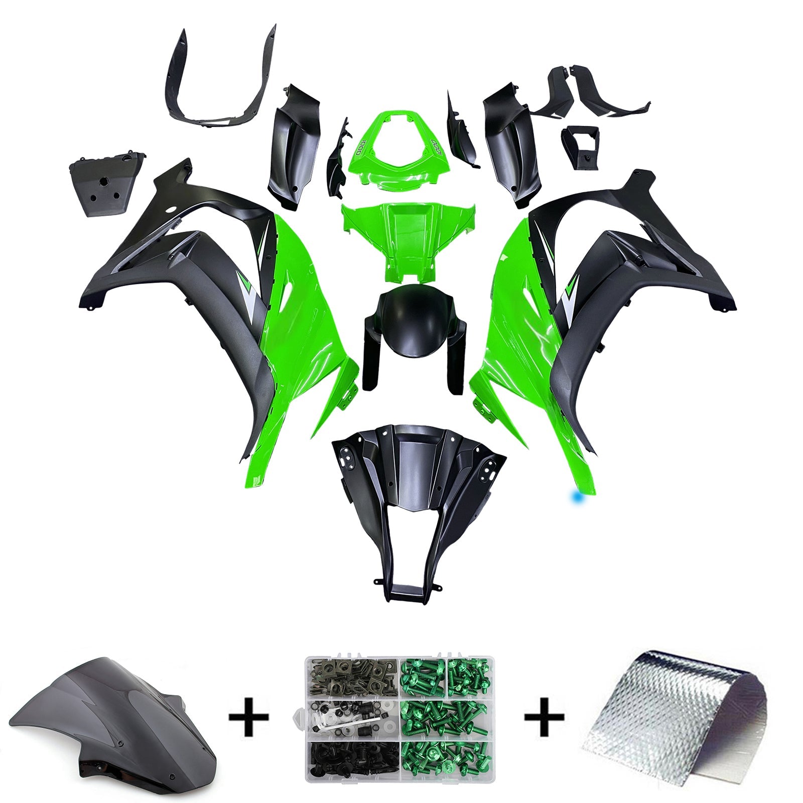 Amotopart pour Ninja ZX10R 2011-2015 vert noir carrosserie carénage ABS moulé par Injection plastique ensemble 8 # générique