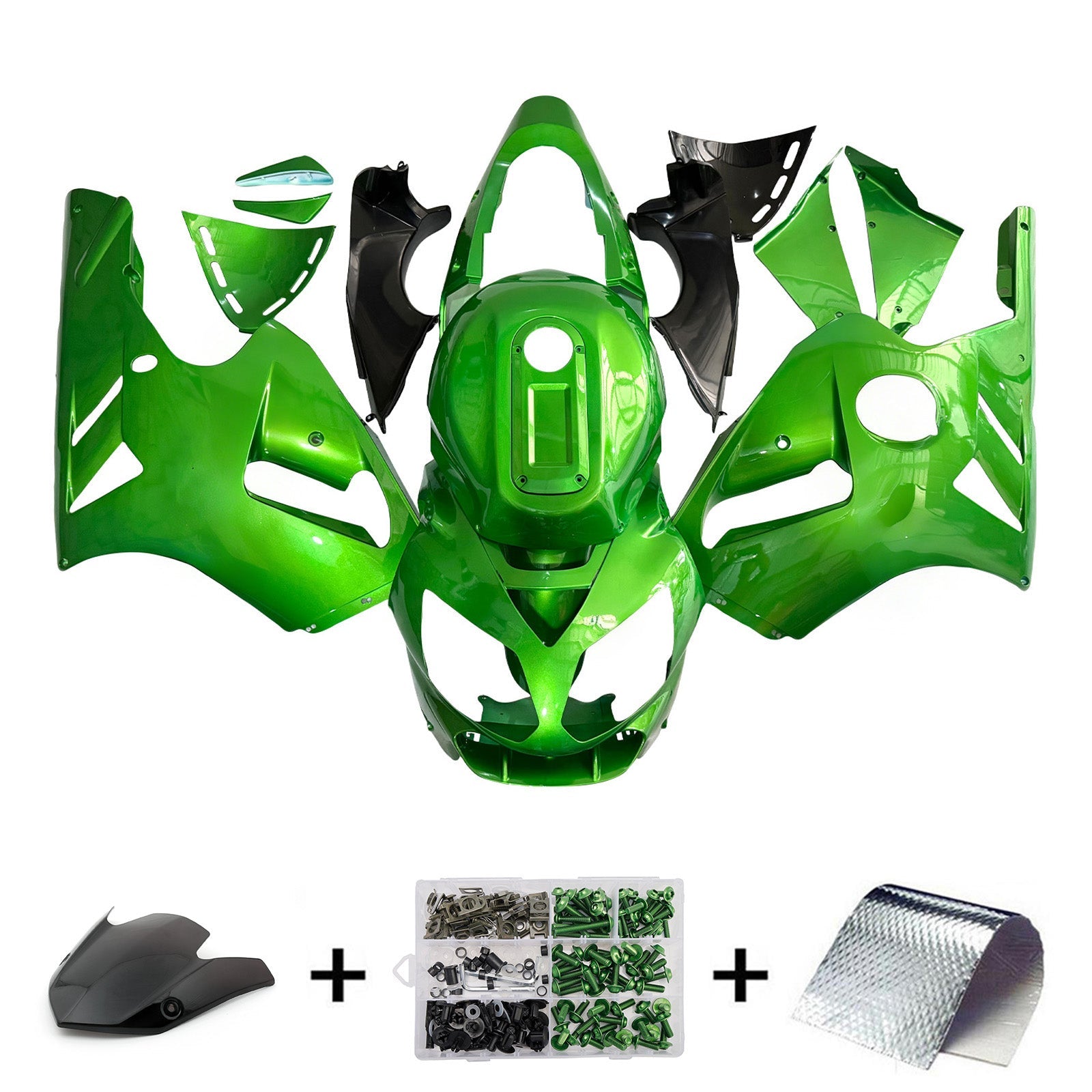 Amotopart pour Ninja ZX12R 2002-2005 carénage de carrosserie métallique vert ABS moulé par Injection plastique ensemble 4 # générique