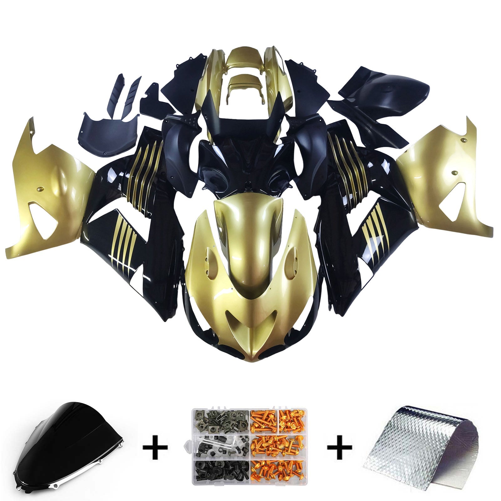 Amotopart Kawasaki ZX14R 2006-2011 Kit Carénage Carrosserie Plastique ABS