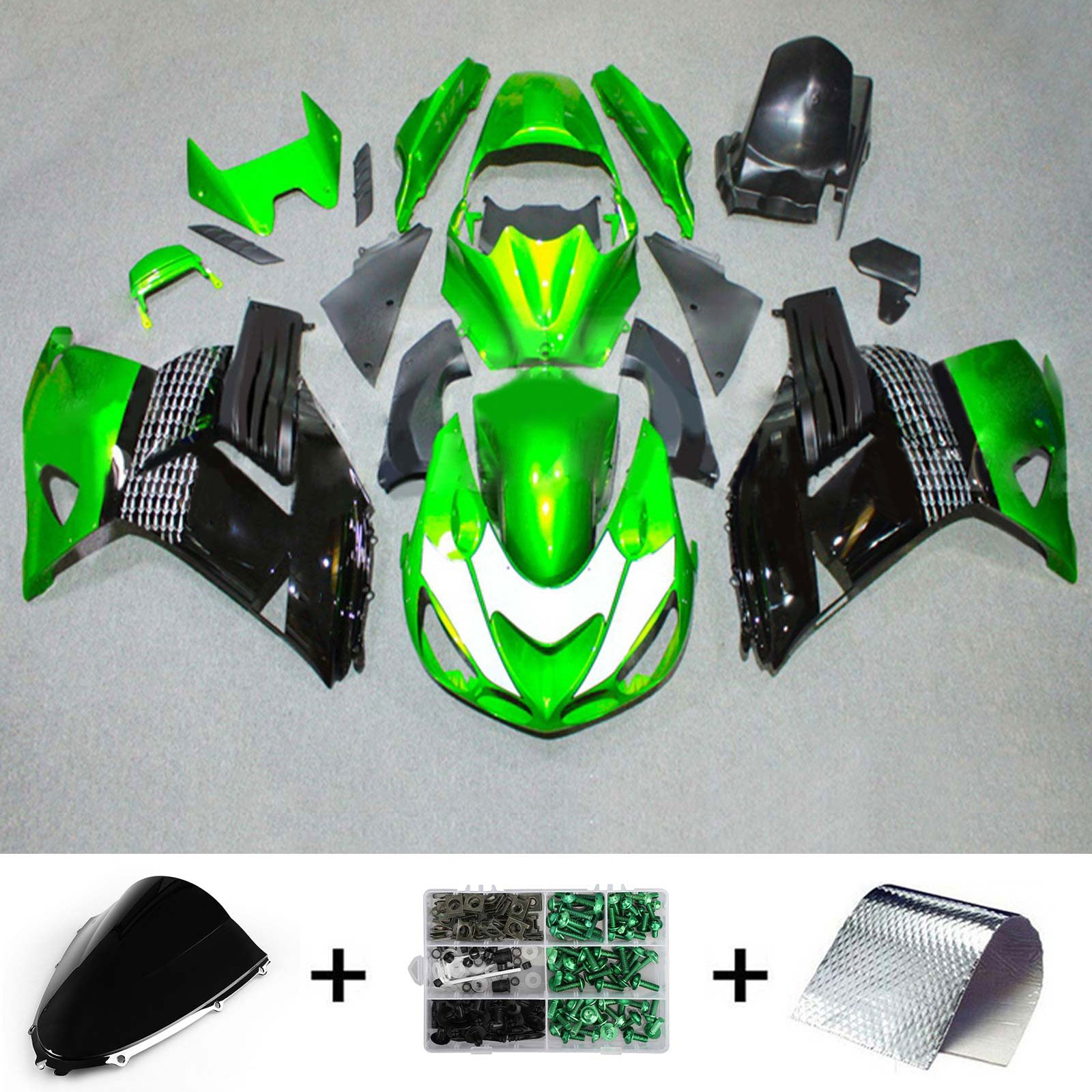 Amotopart Kawasaki ZX14R 2006-2011 Kit Carénage Carrosserie Plastique ABS