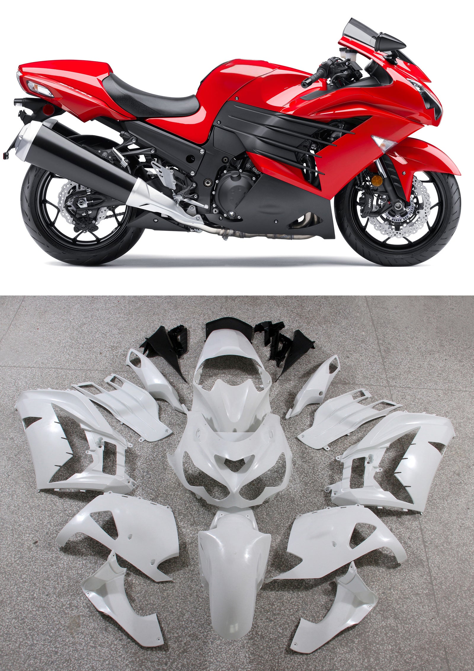 Amotopart pour Ninja ZX14R 2012-2021 rouge carrosserie carénage ABS moulé par Injection plastique ensemble 5 # générique
