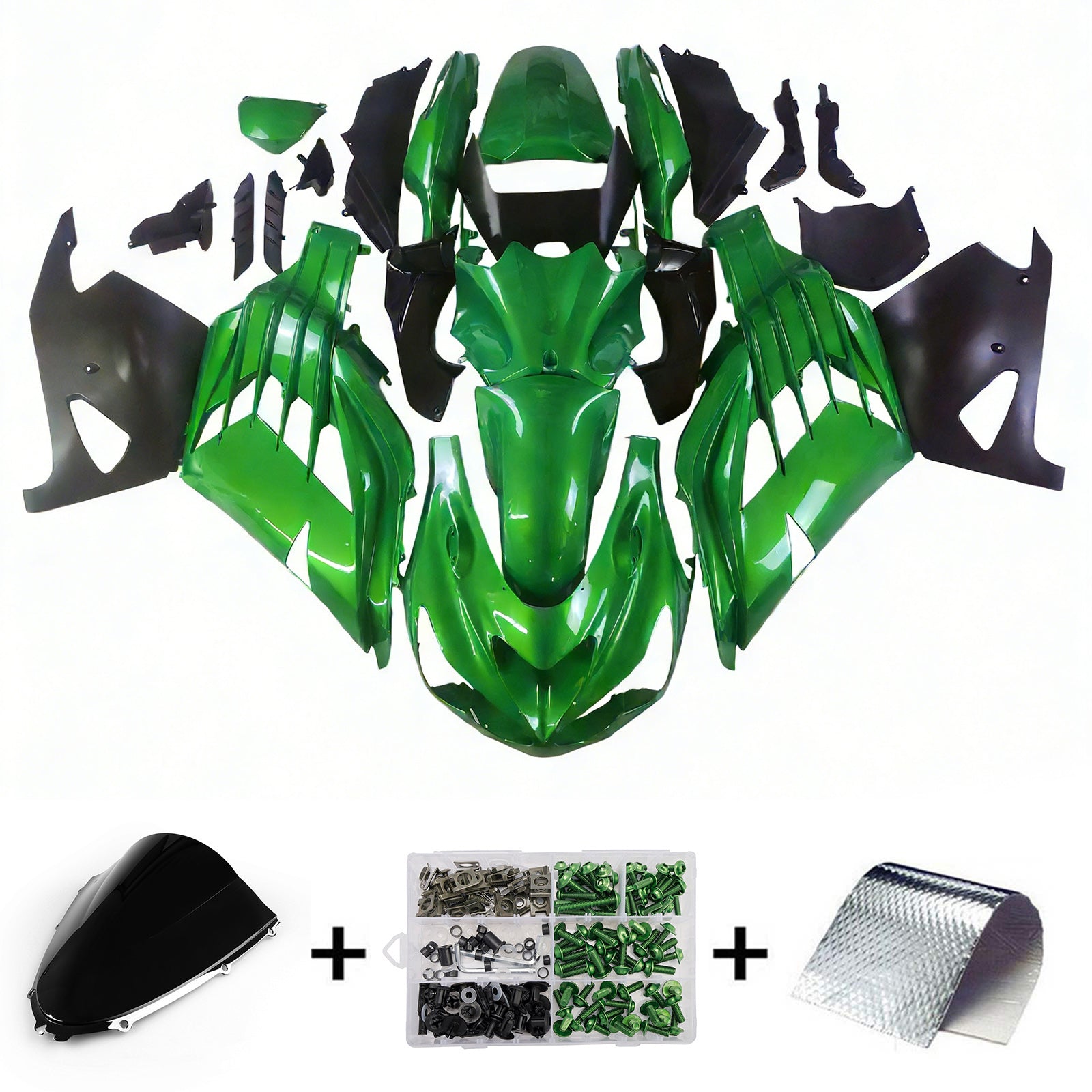 Amotopart pour Ninja ZX14R 2012-2021 carénage de carrosserie vert ABS moulé par Injection plastique ensemble 6 # générique