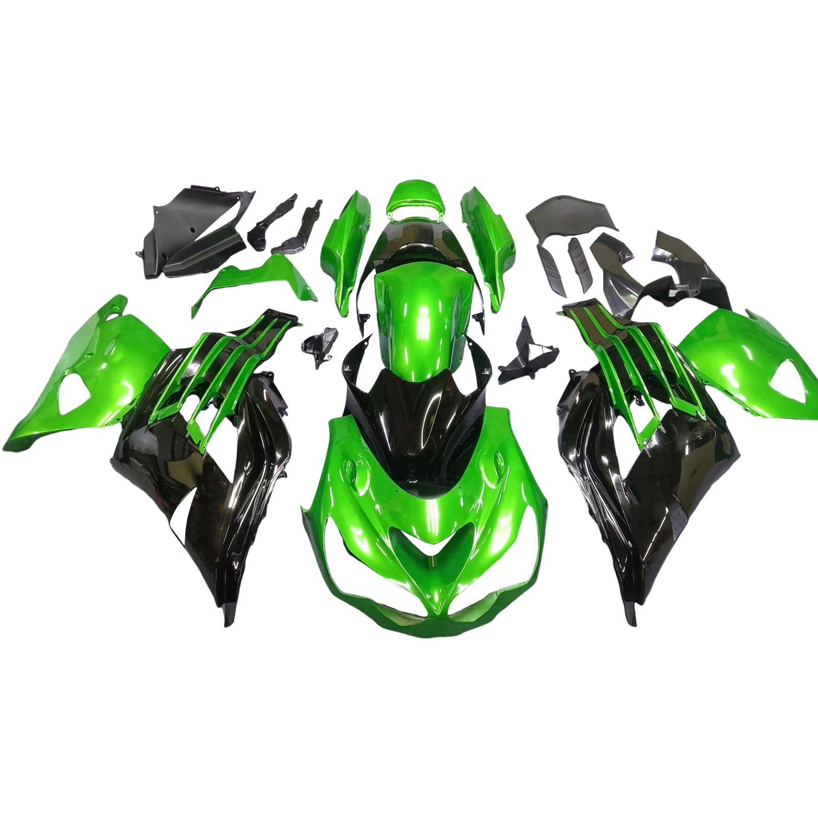 Amotopart pour Ninja ZX14R 2012-2021 vert noir carrosserie carénage ABS moulé par Injection plastique ensemble 10 # générique