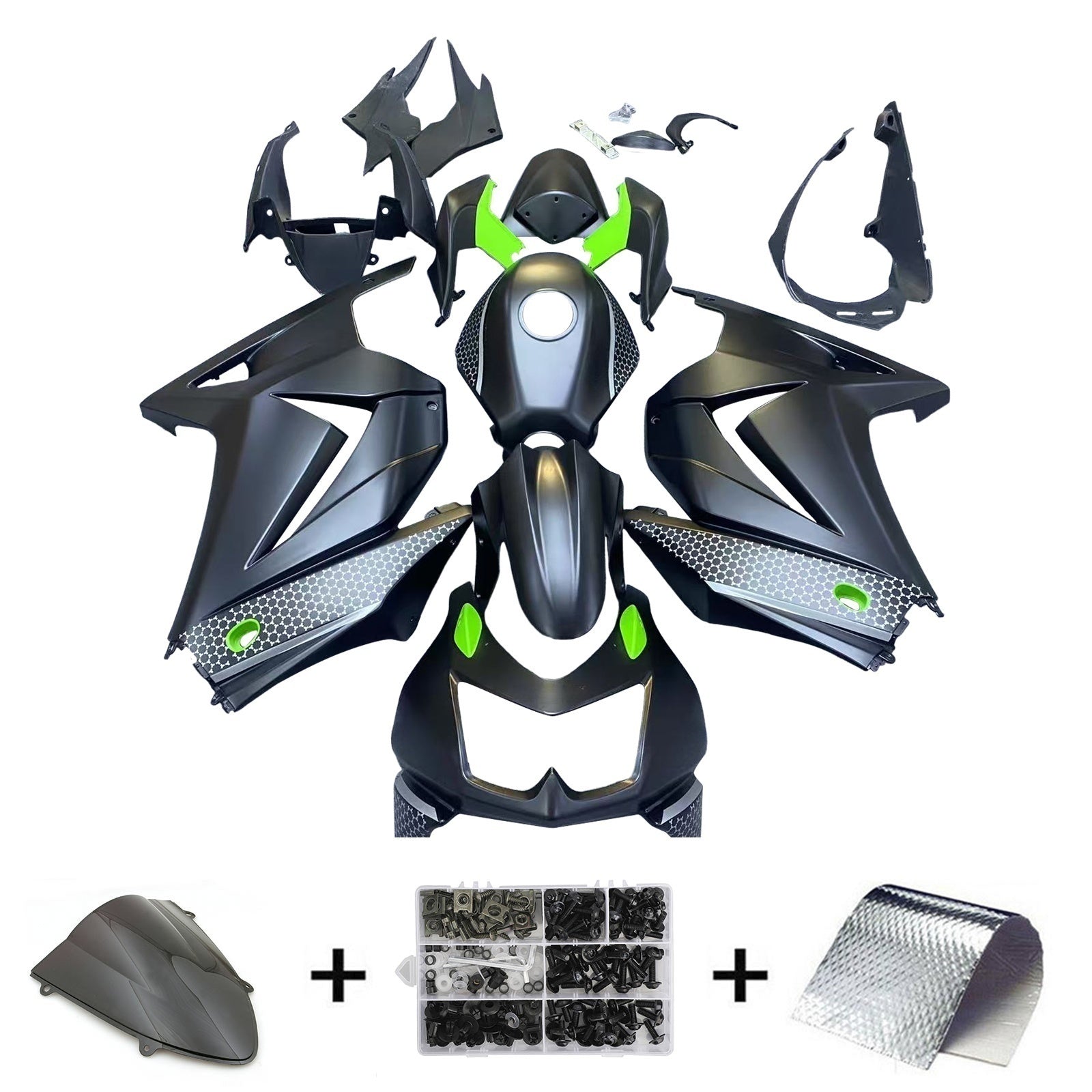 Kit de carénage d'injection Kawasaki EX250 Ninja250R 2008-2012, carrosserie en plastique ABS