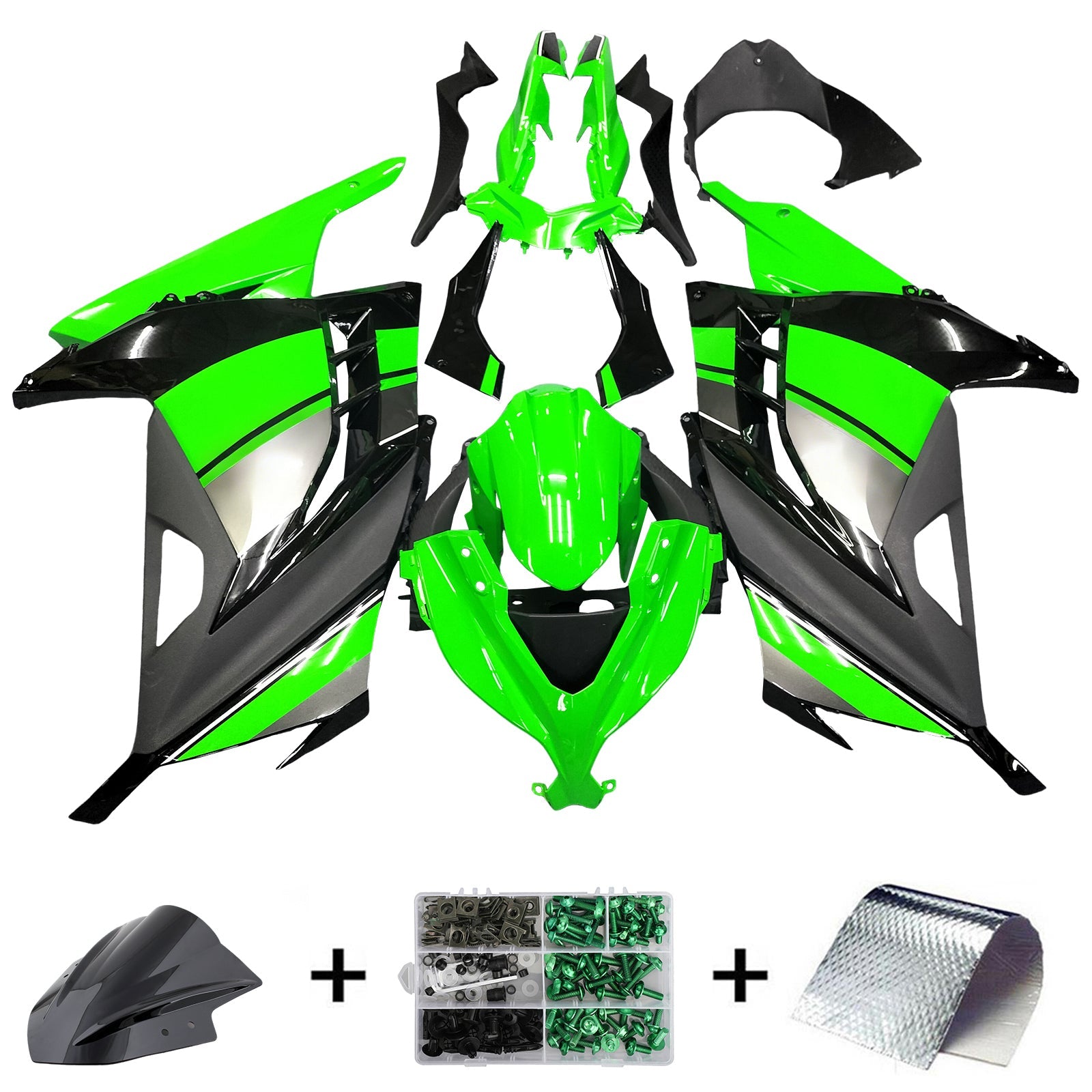 Amotopart Carénages 2013-2017 Plastiques Kawasaki Ninja 300R EX300R Vert Noir Ninja Generic