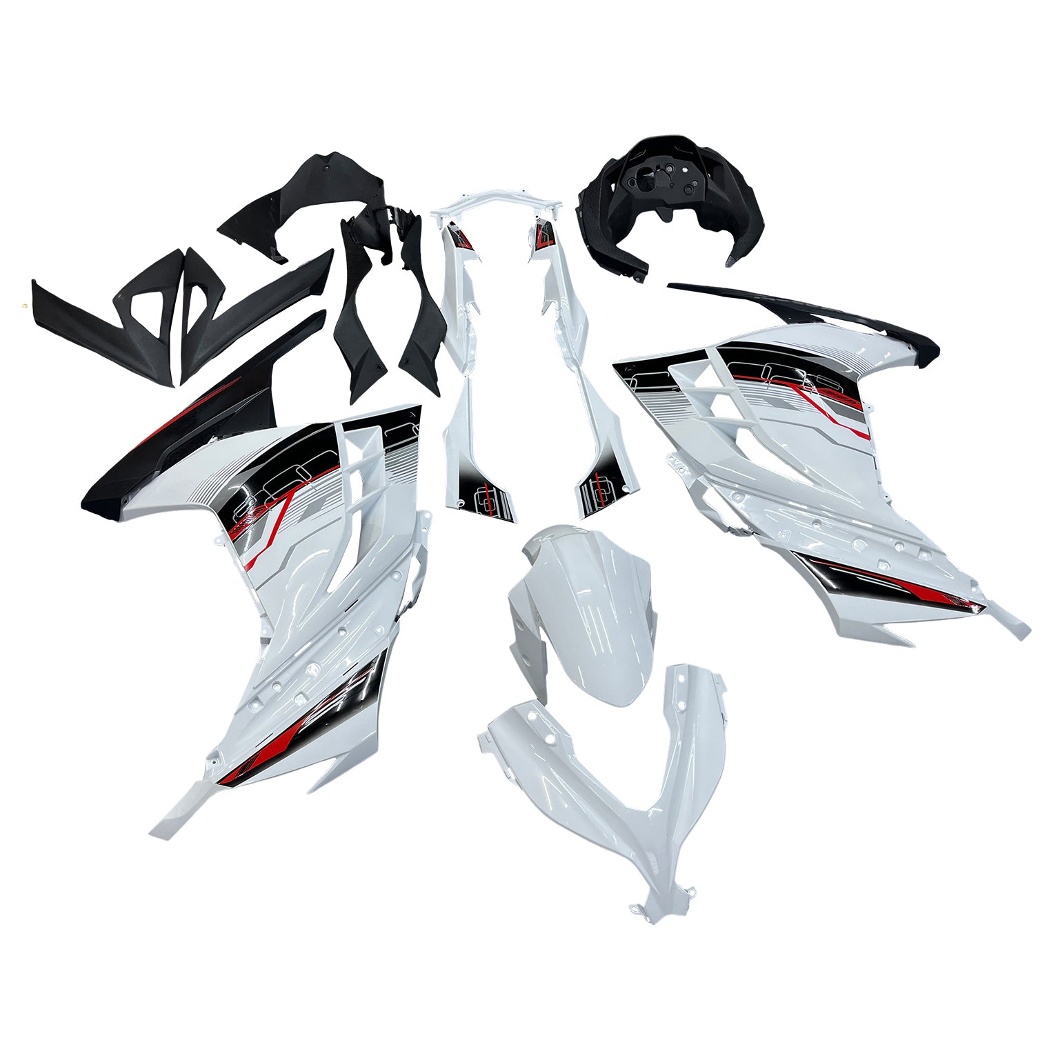 Amotopart Ninja 300R EX300R 2013-2017 Carenado de carrocería de arte blanco Plástico ABS moldeado por inyección 6# Genérico