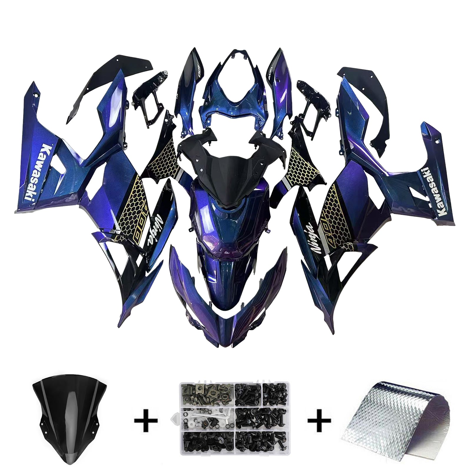 Amotopart kawasaki ex400 ninja400 2018-2023 komplet poštenosti corrier plastični abs